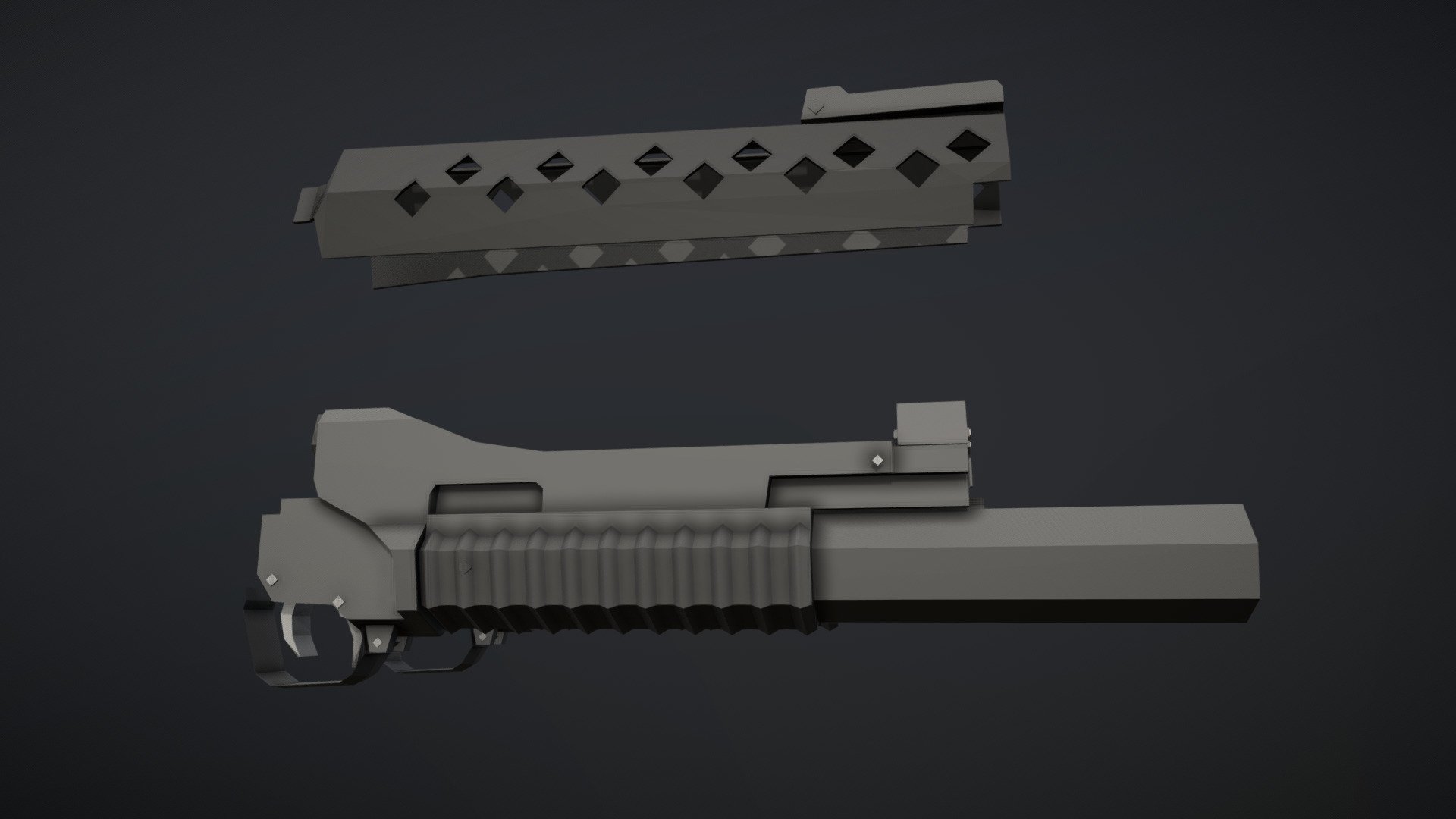 Low-Poly M203 Underbarrel Grenade Launcher 3d model