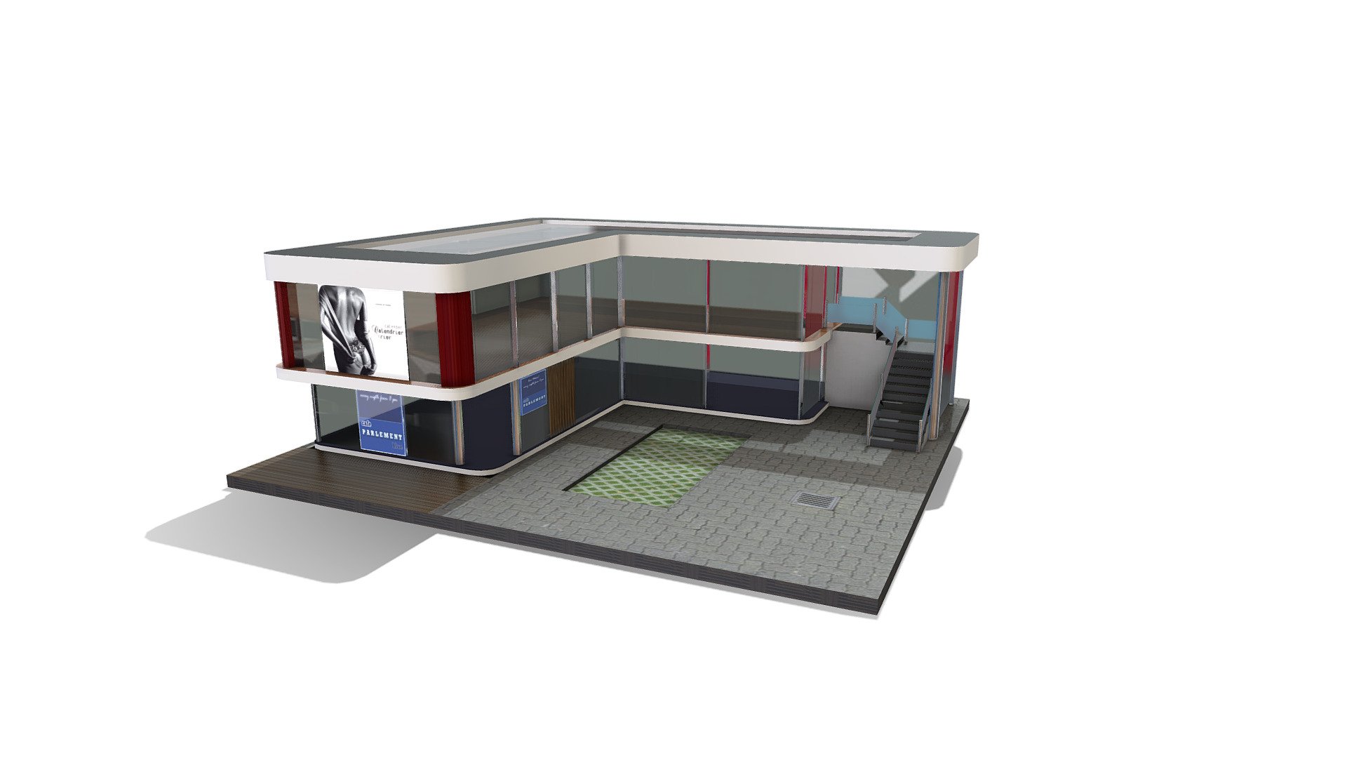 Parlement Modern Cafe Store Building 3d model