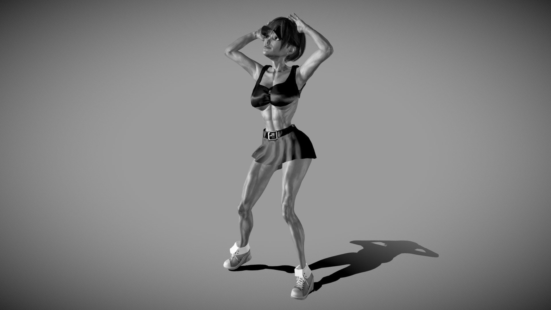 Cute Asian Girl in Miniskirt Dancing 3d model