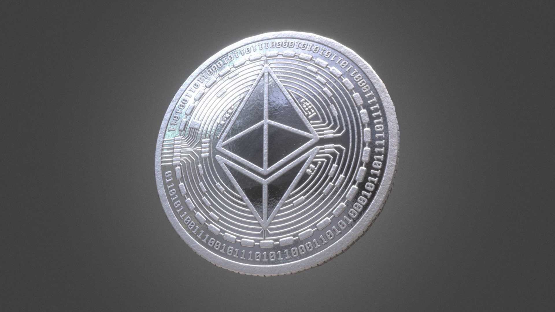 Etherium crypto coin 3d model