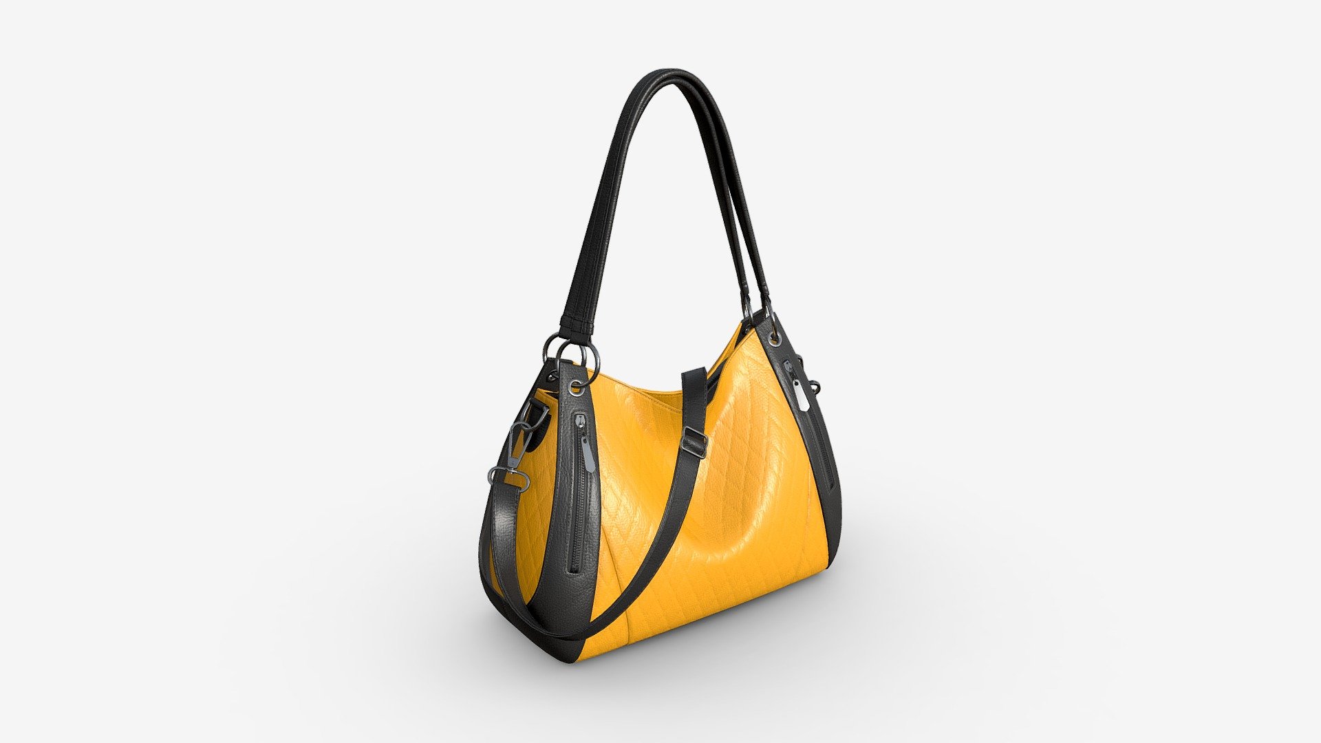 Women shoulder yellow leather bag 3d model