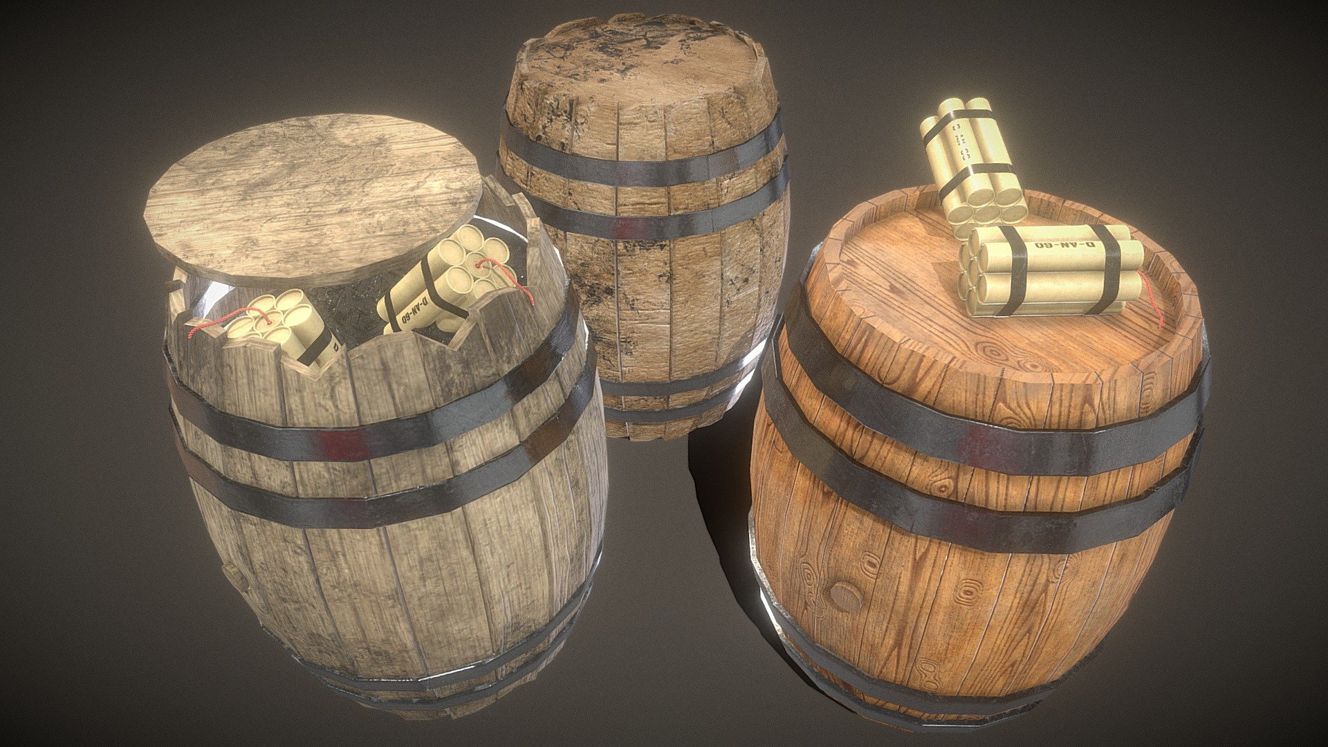 Gunpowder Keg and Dynamite 3d model