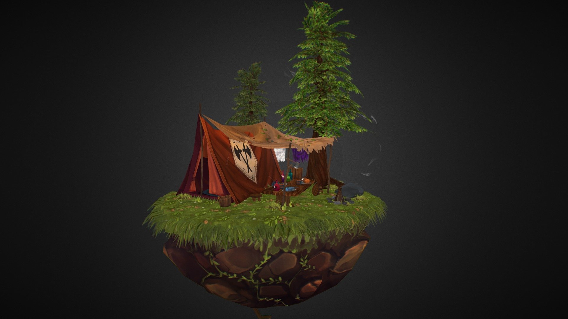 Tent in the Woods 3d model