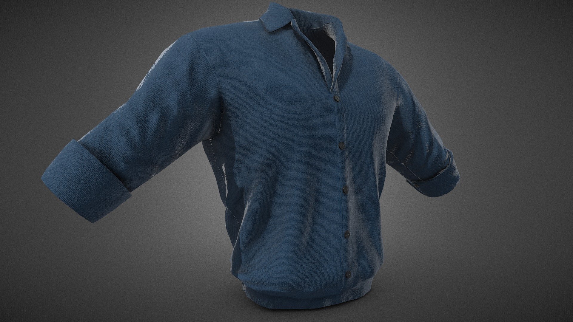 Blue Suit Shirt Rolled Sleeve 3d model