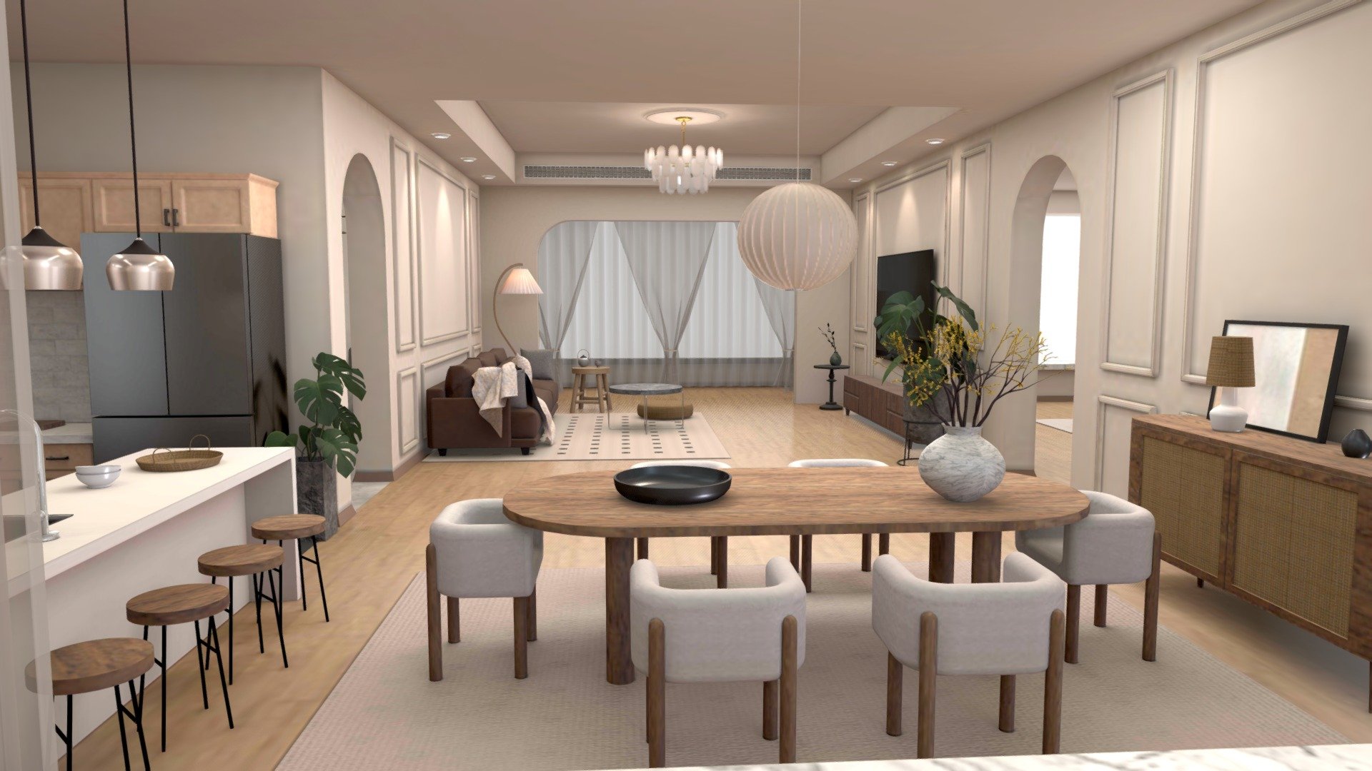 apartment living room interior ready for vr 3d model