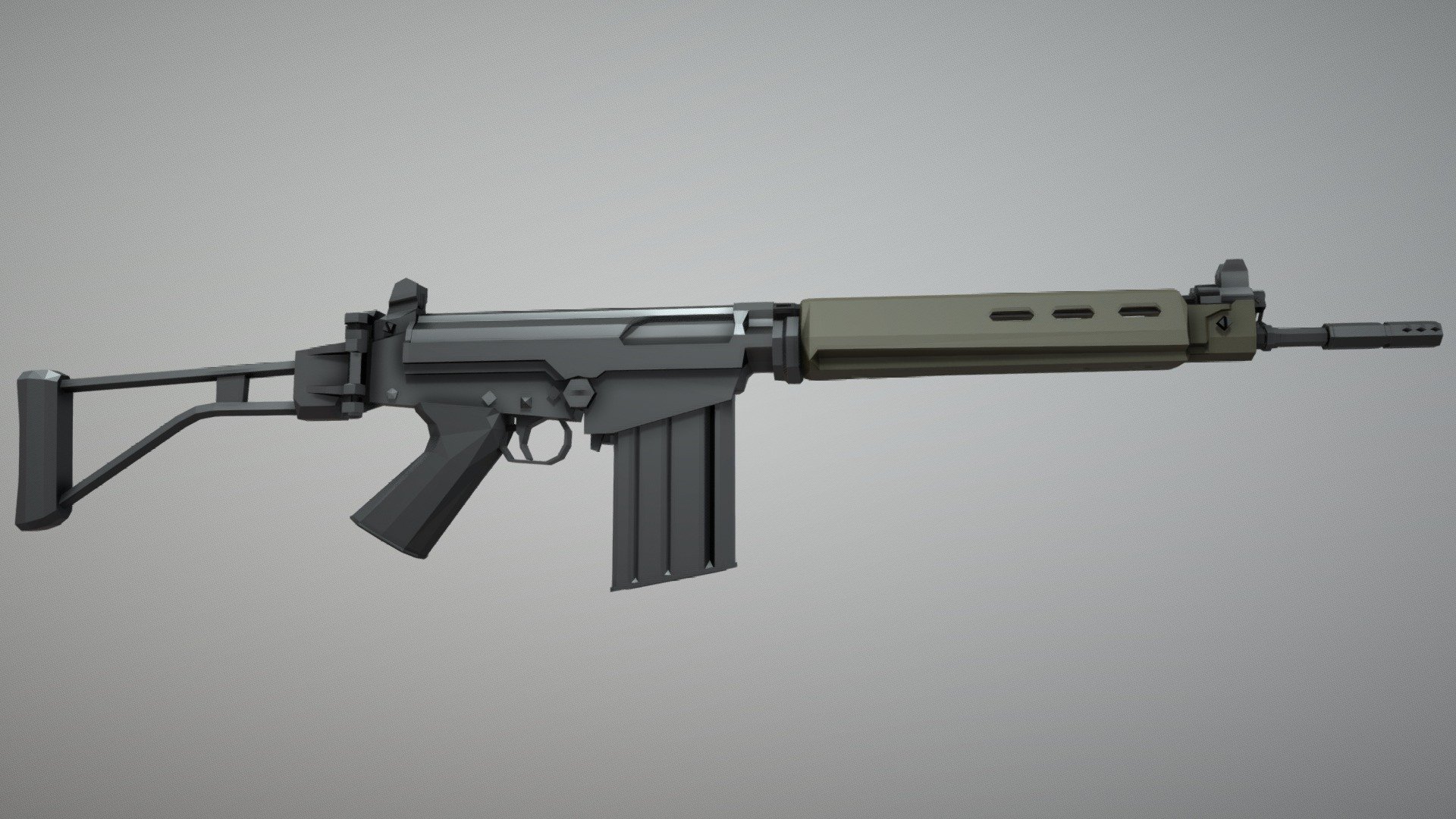 Low-Poly FN FAL Paratrooper 3d model