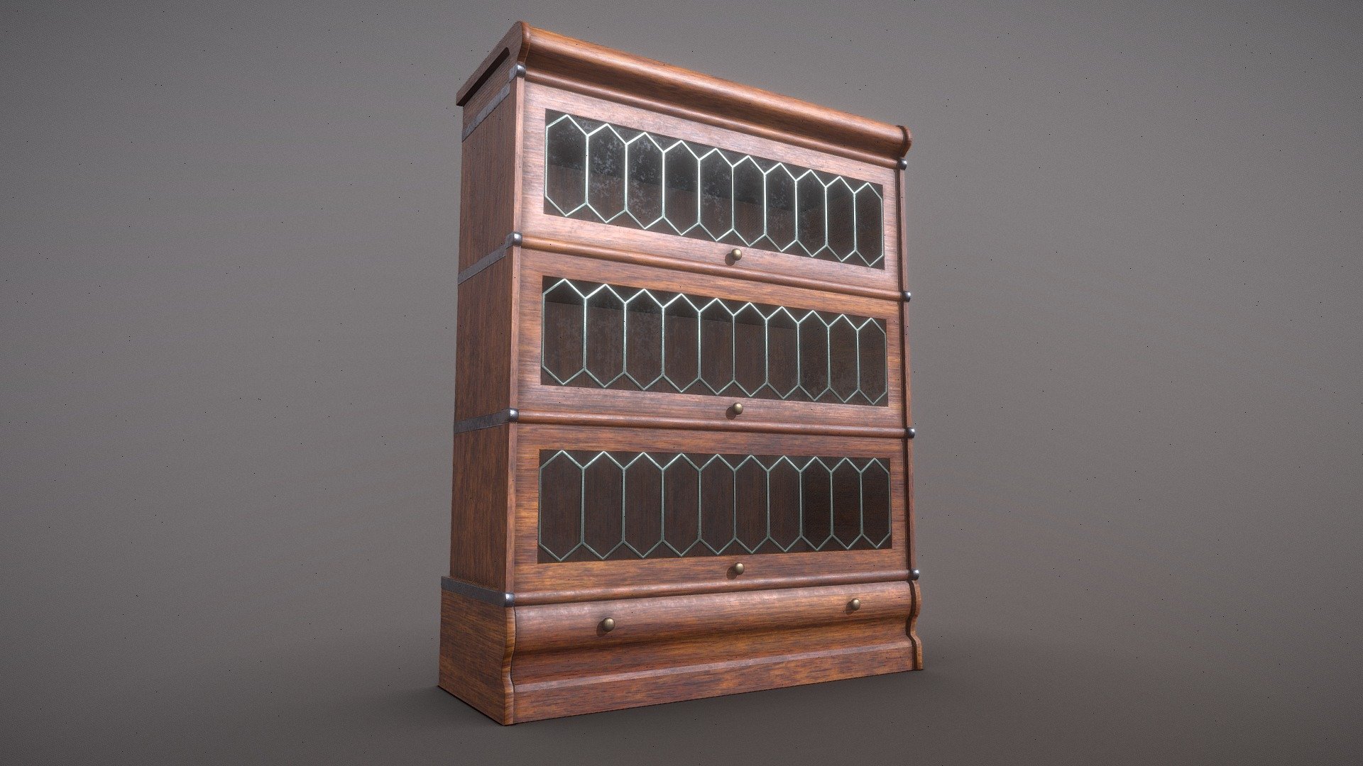 Wood Barrister Bookcase Shelf 3d model