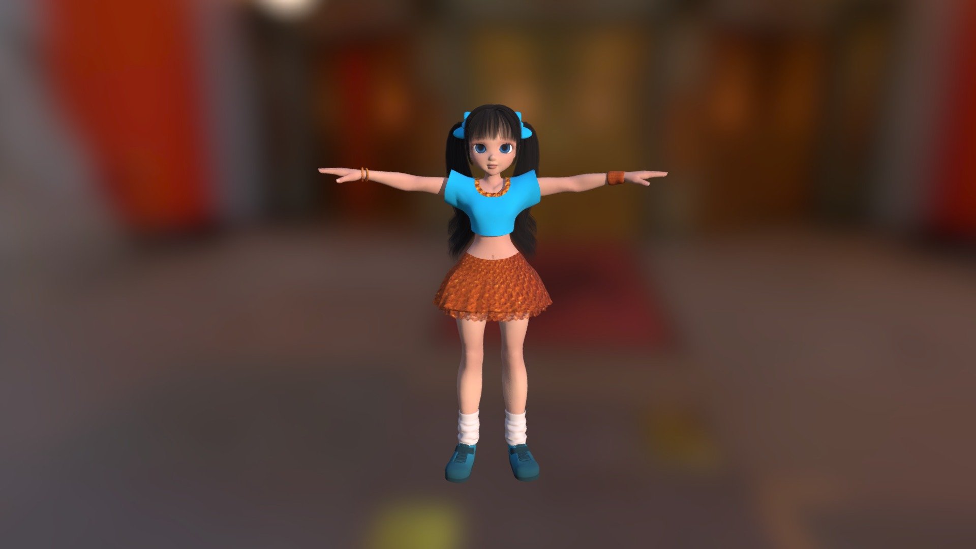 Cartoon Stylized Girl Model-Animation Included 3d model