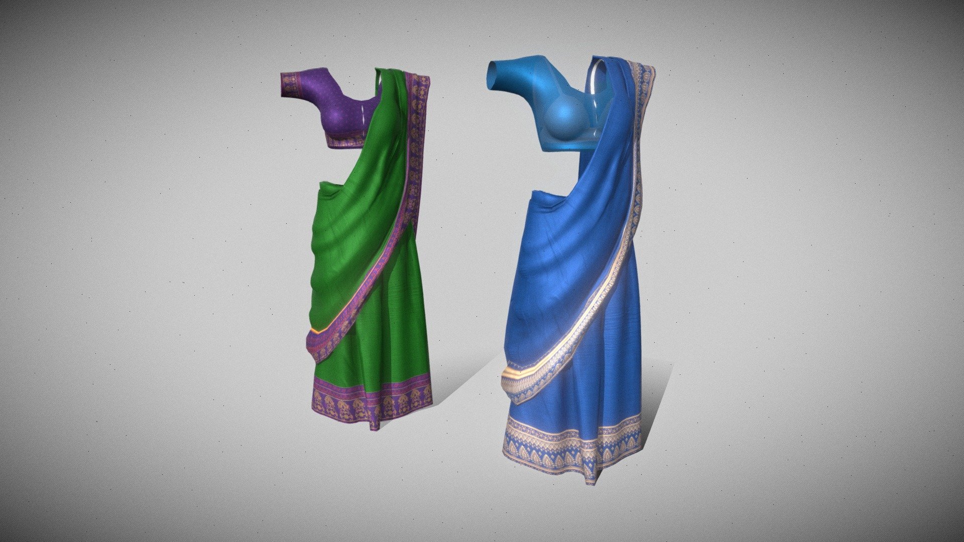 Saree and blouse 3d model