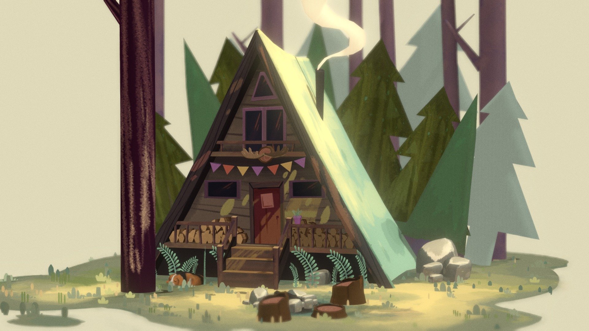 Cozy Forest Home 3d model