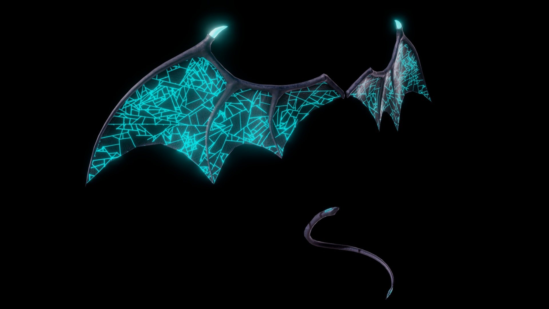 Demon Cyber Wings and Tail Low-Poly 3d model