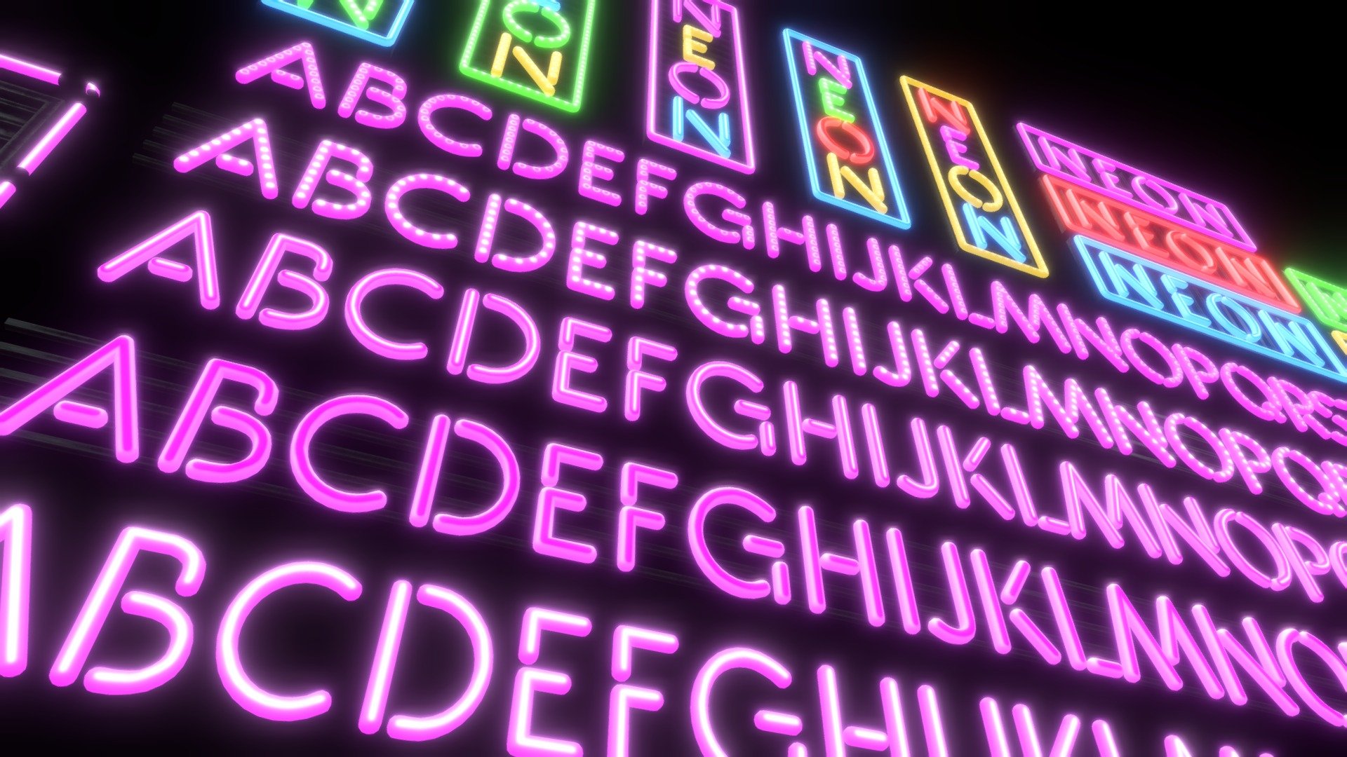 Neon Alphabet, Numbers, Sign profiles 3d model