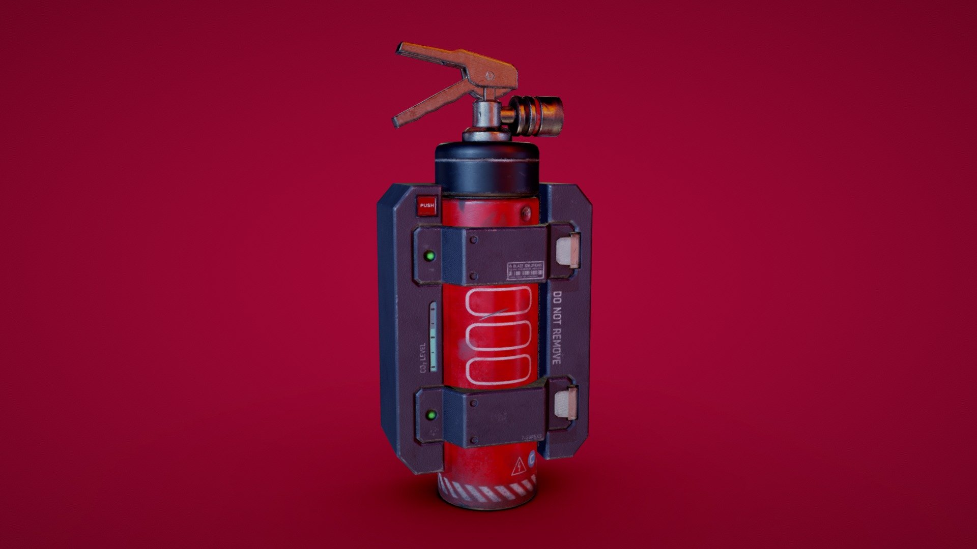 Sci-Fi Wall-Mounted Fire Extinguisher 3d model