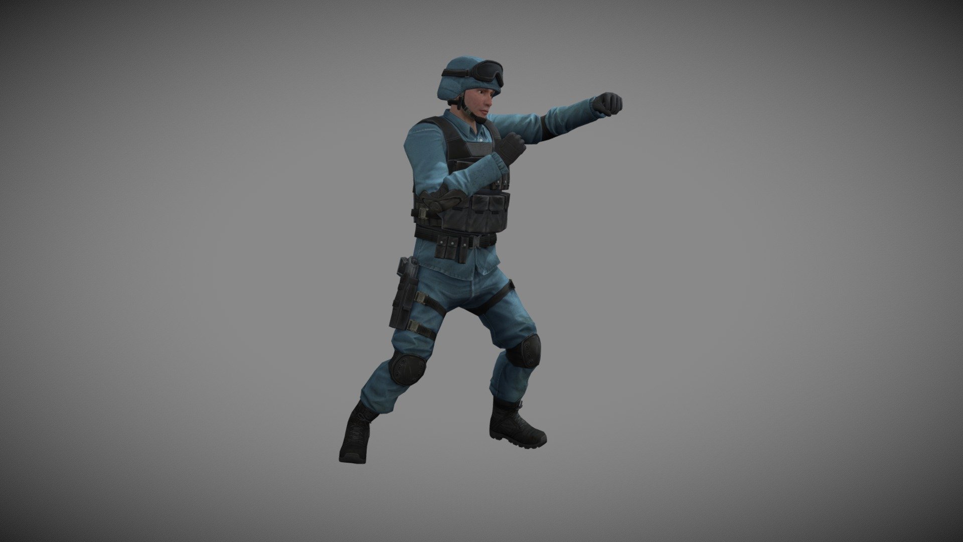 Soldier Throws Quad Punch 3d model