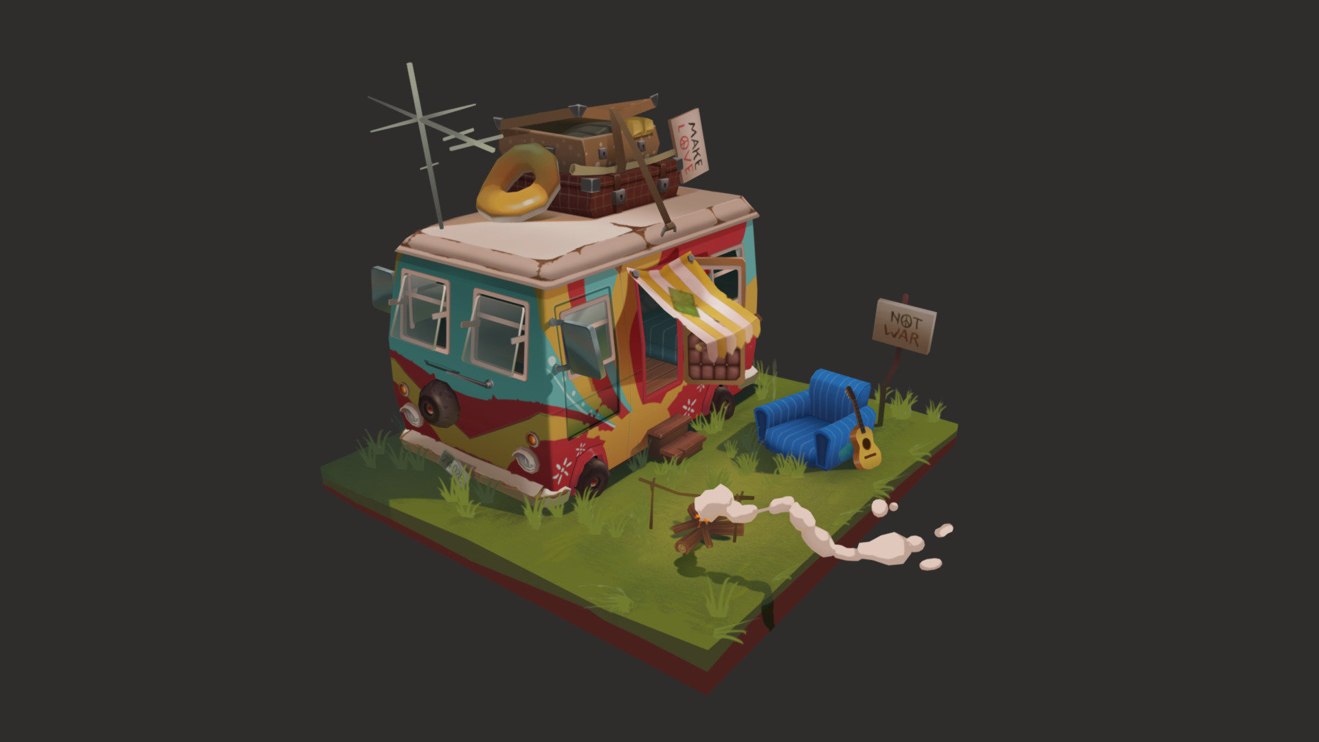 The Camp of the Hippies 3d model