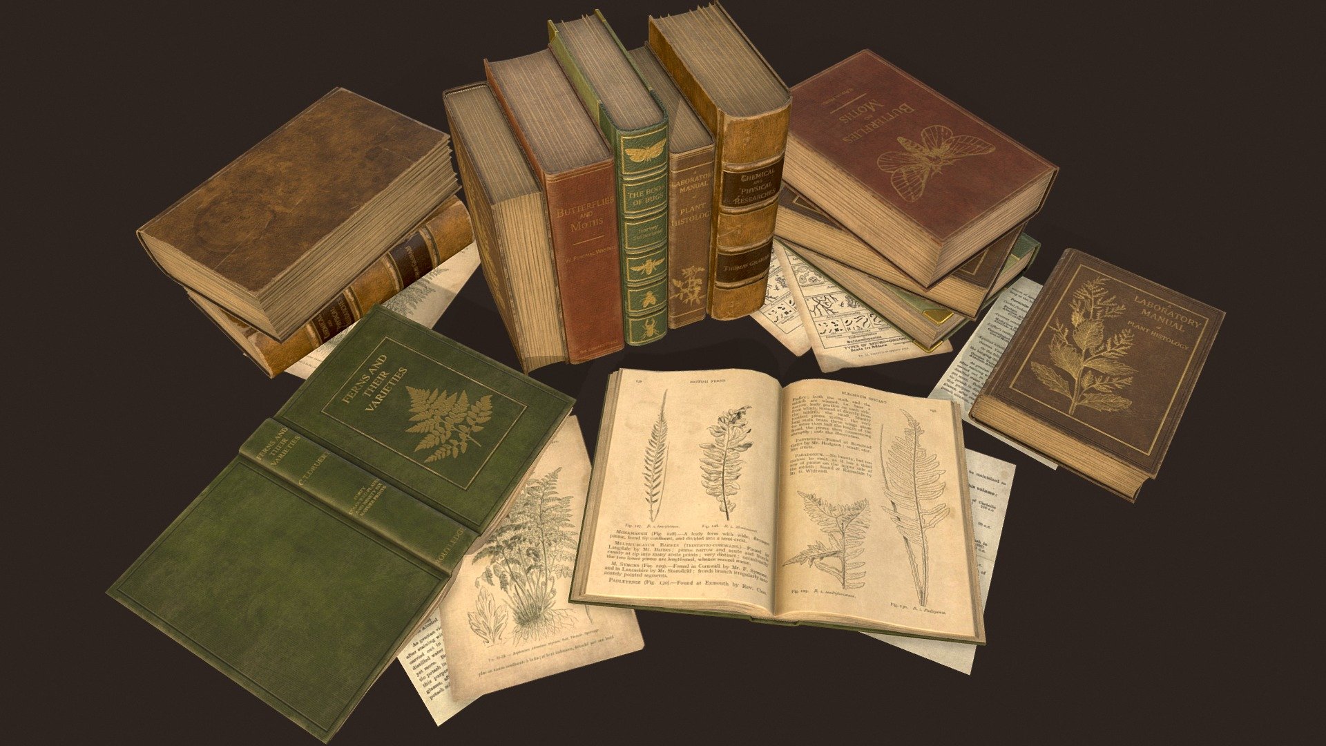 Old Books Set 3d model