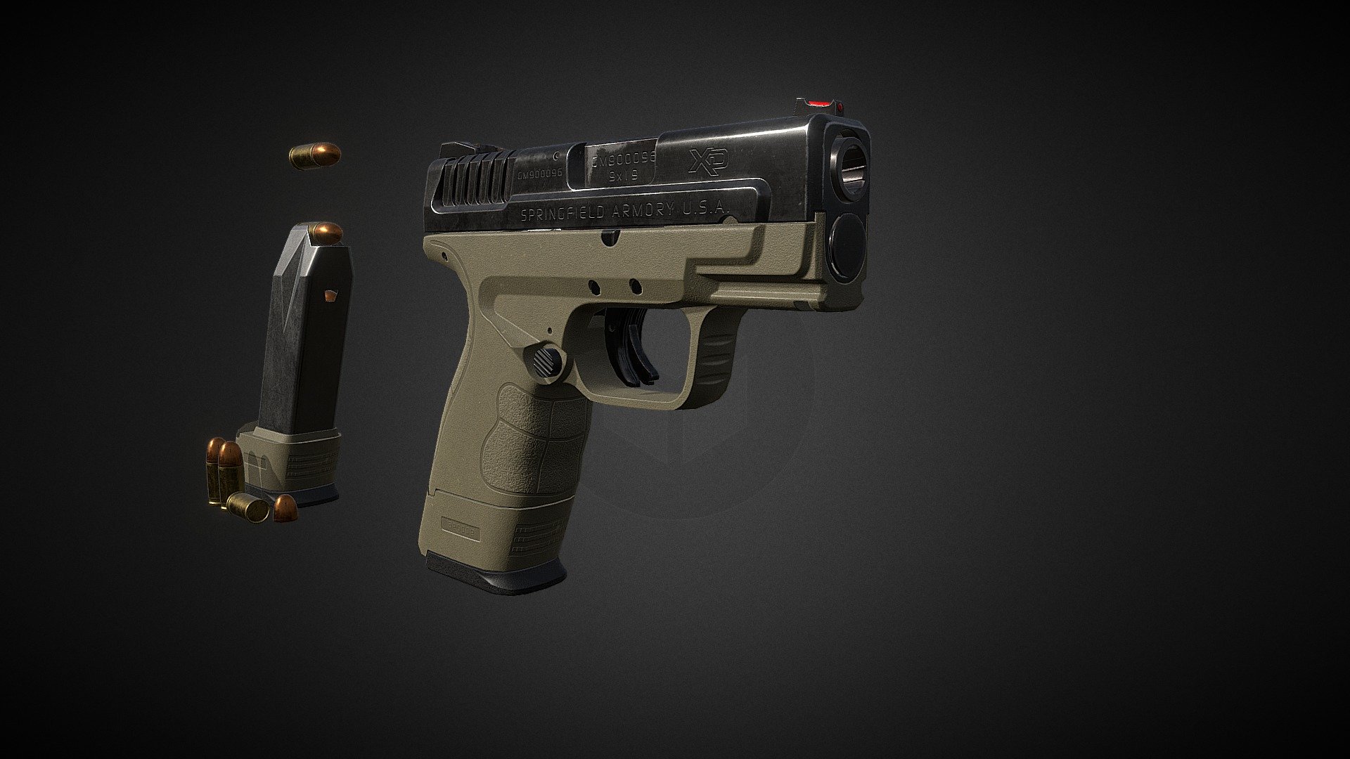 Sub-Compact 9mm Handgun 3d model