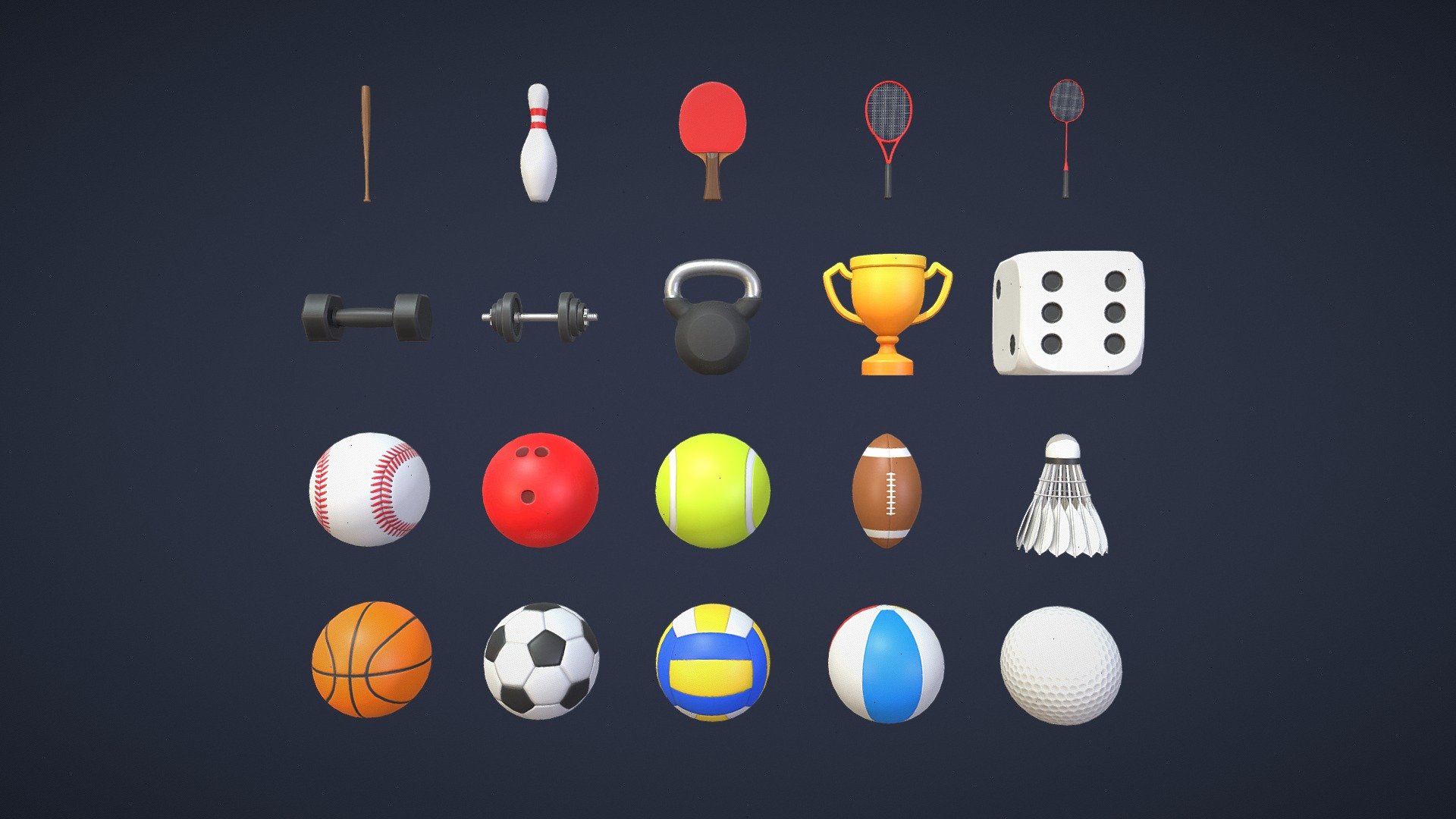 Sports Equipment Pack 3d model