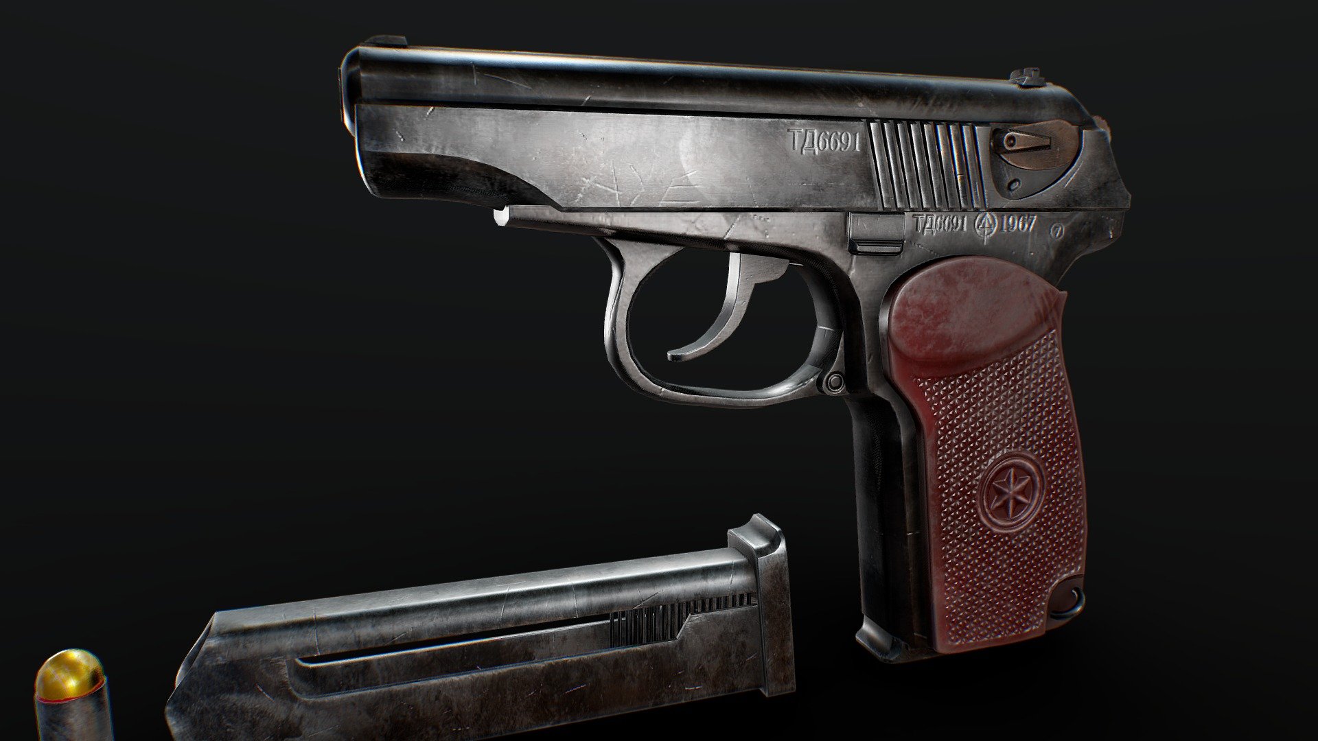 Makarov Pistol Handgun Free 3d model