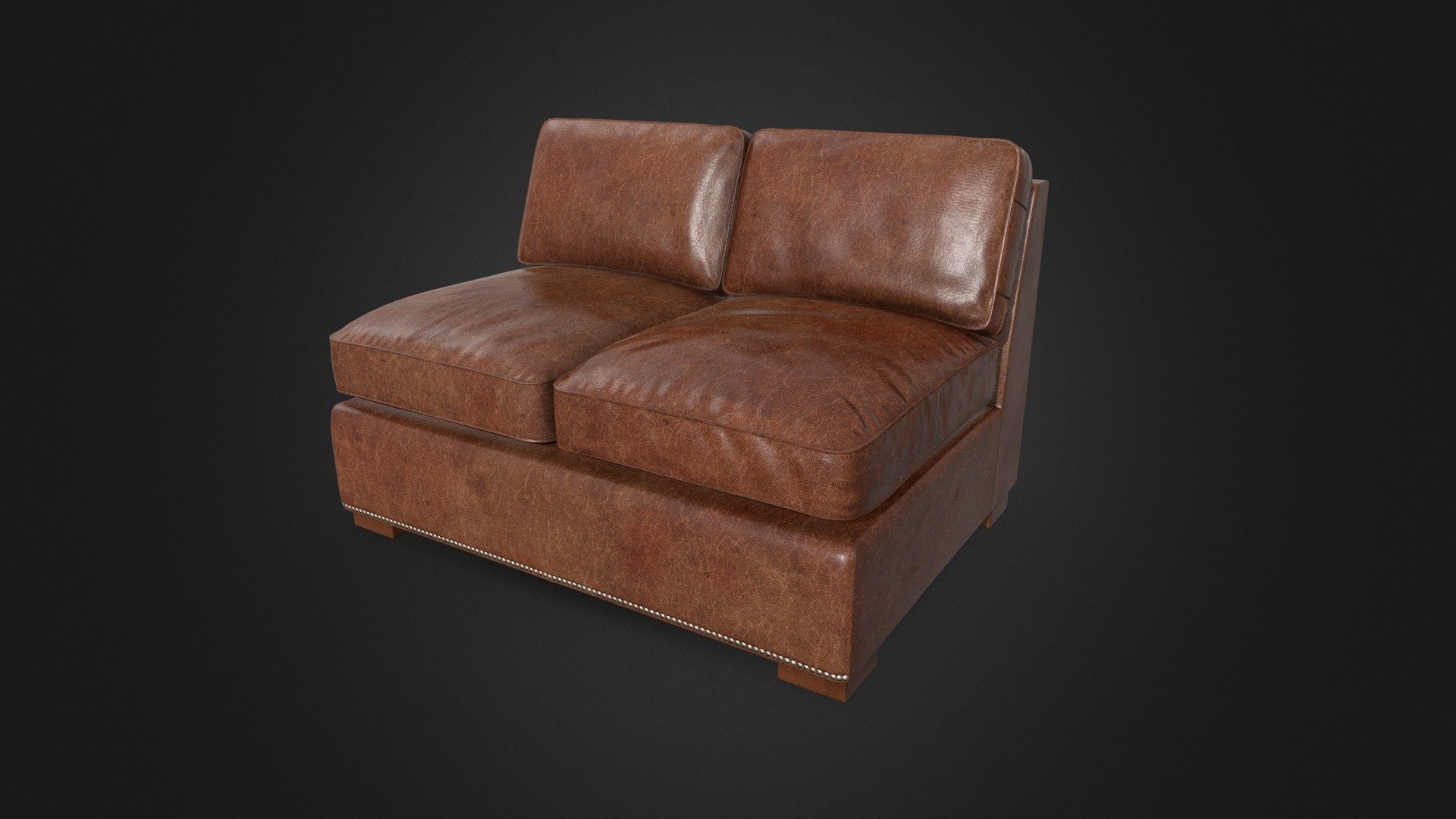 Collins Leather Armless Sofa 3d model