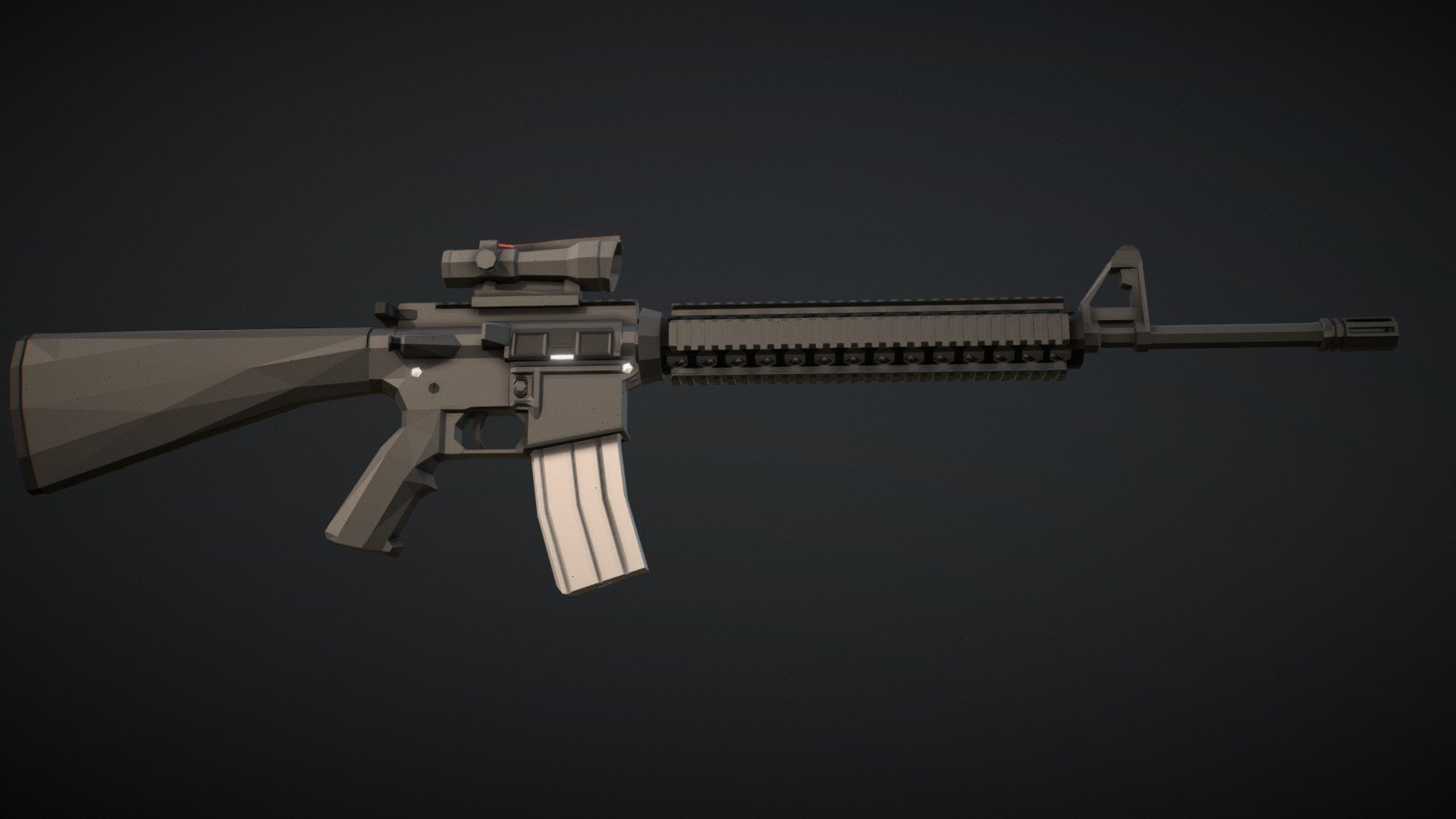 Low-Poly M16A4 ACOG 3d model