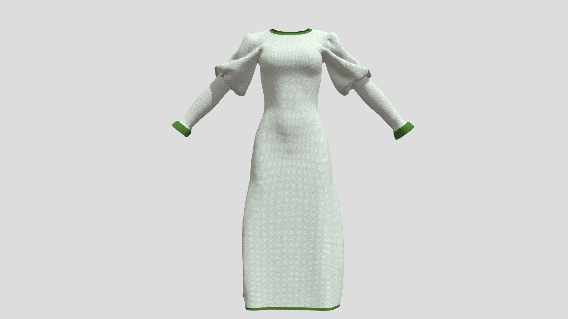 Bell-sleeves dress (part 4) 3d model