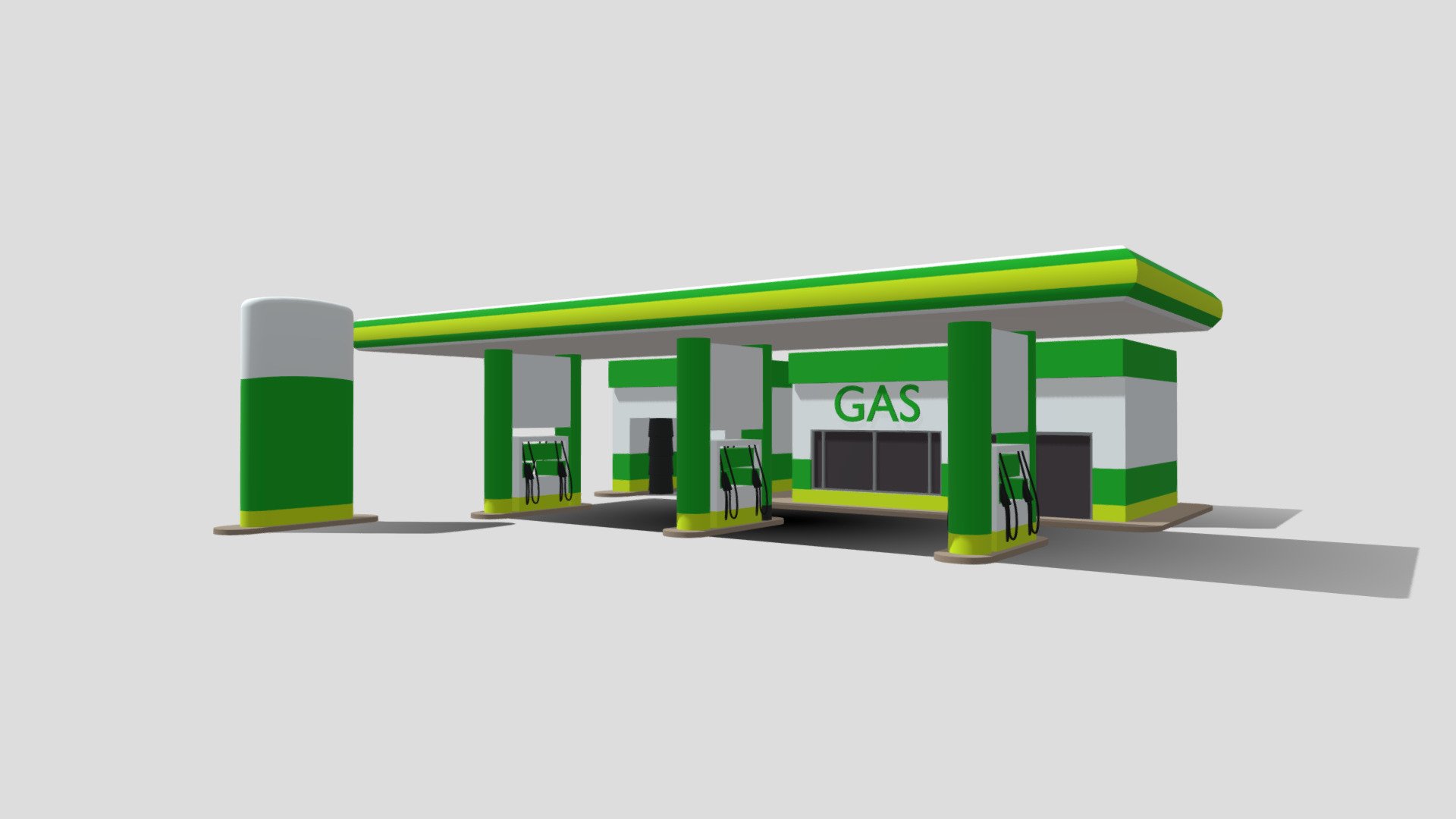 Low poly gas station 3d model