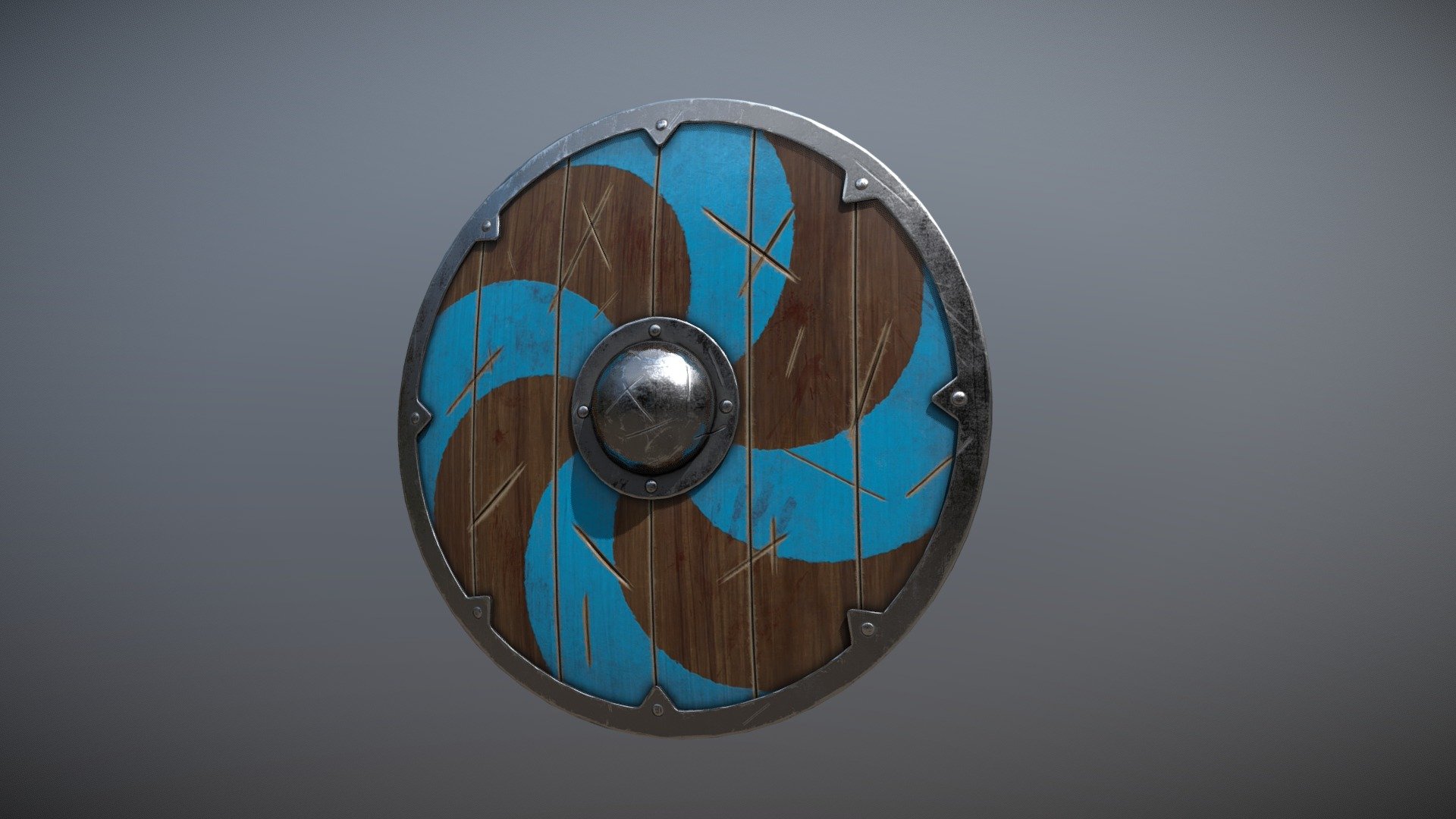 Lowpoly viking shield 3d model