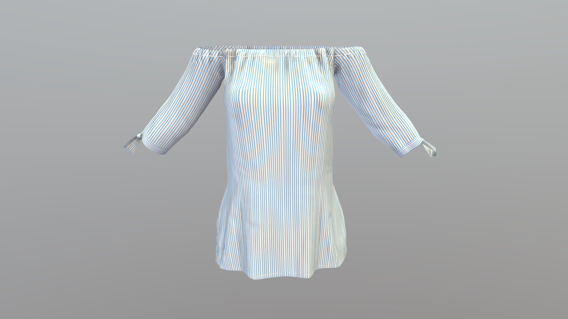 Female Blue Off Shoulder Shirt 3d model