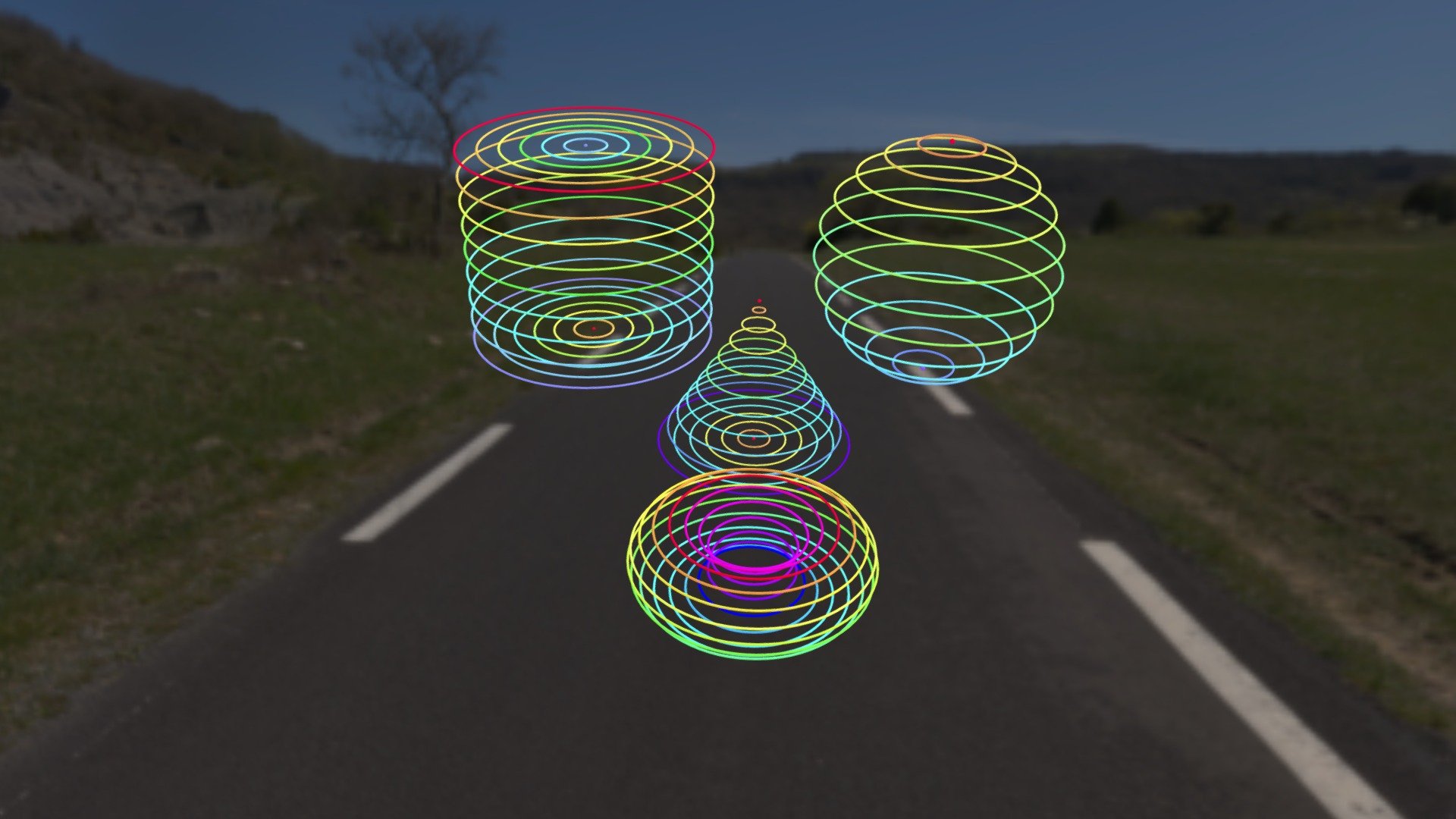 four circle-based primitives 3d model