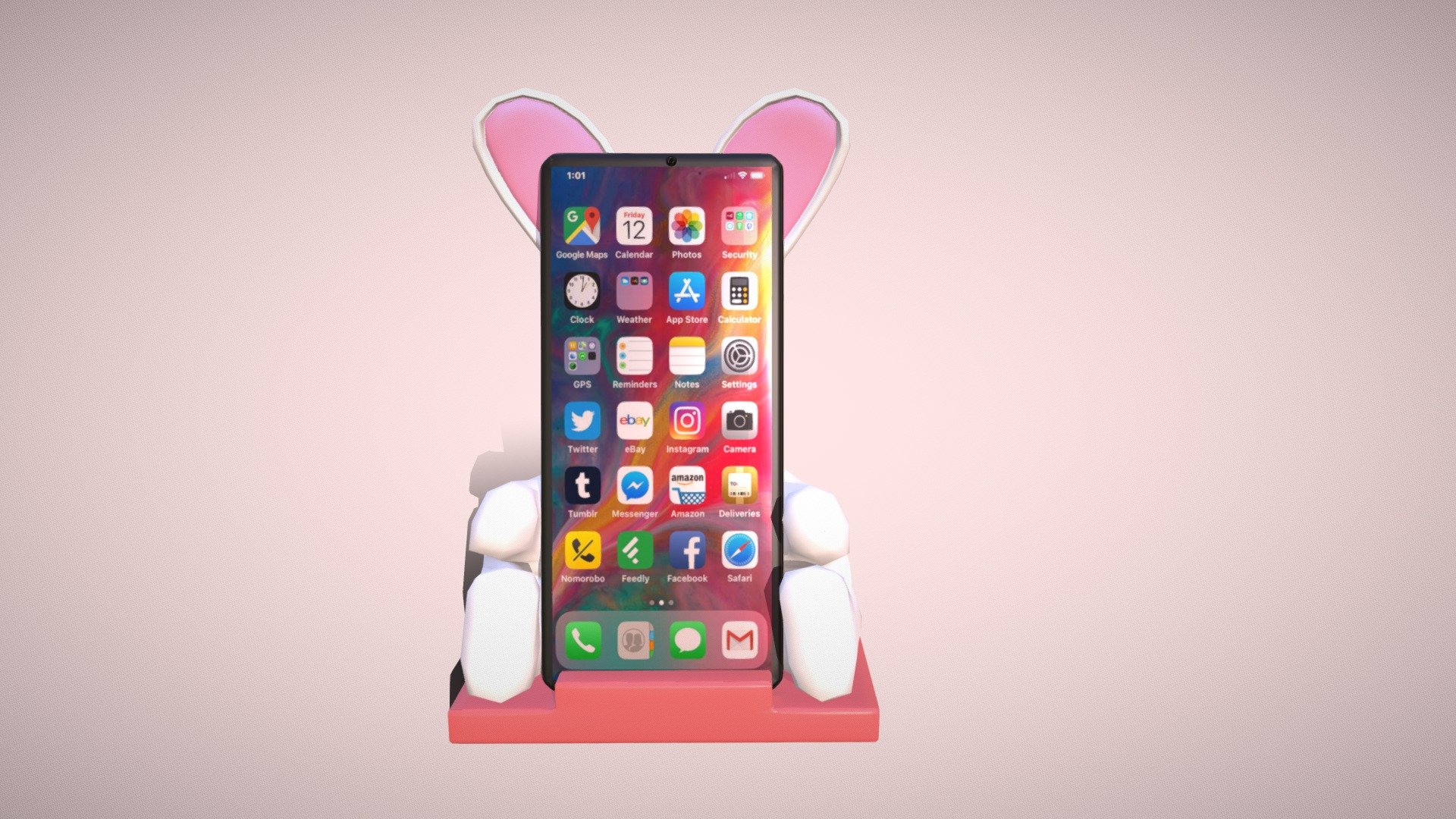 Bunny style phone holder (LP) 3d model