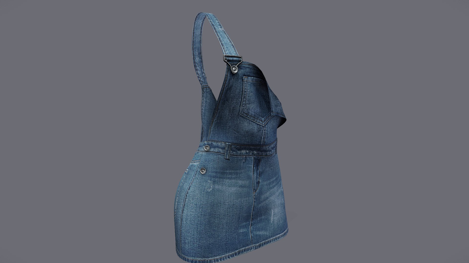 Female Mini Skirt Denim Overall 3d model