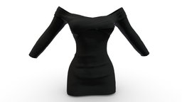 Female Off Shoulder Mini Black Dress