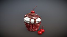 Valentine Cupcake with Cherries