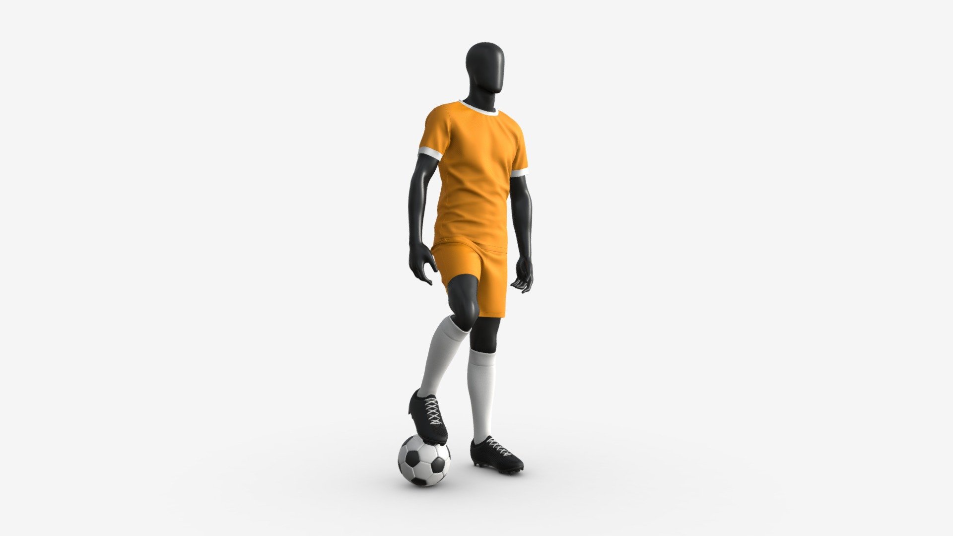 Male Mannequin in Soccer Uniform with Ball 02 3d model