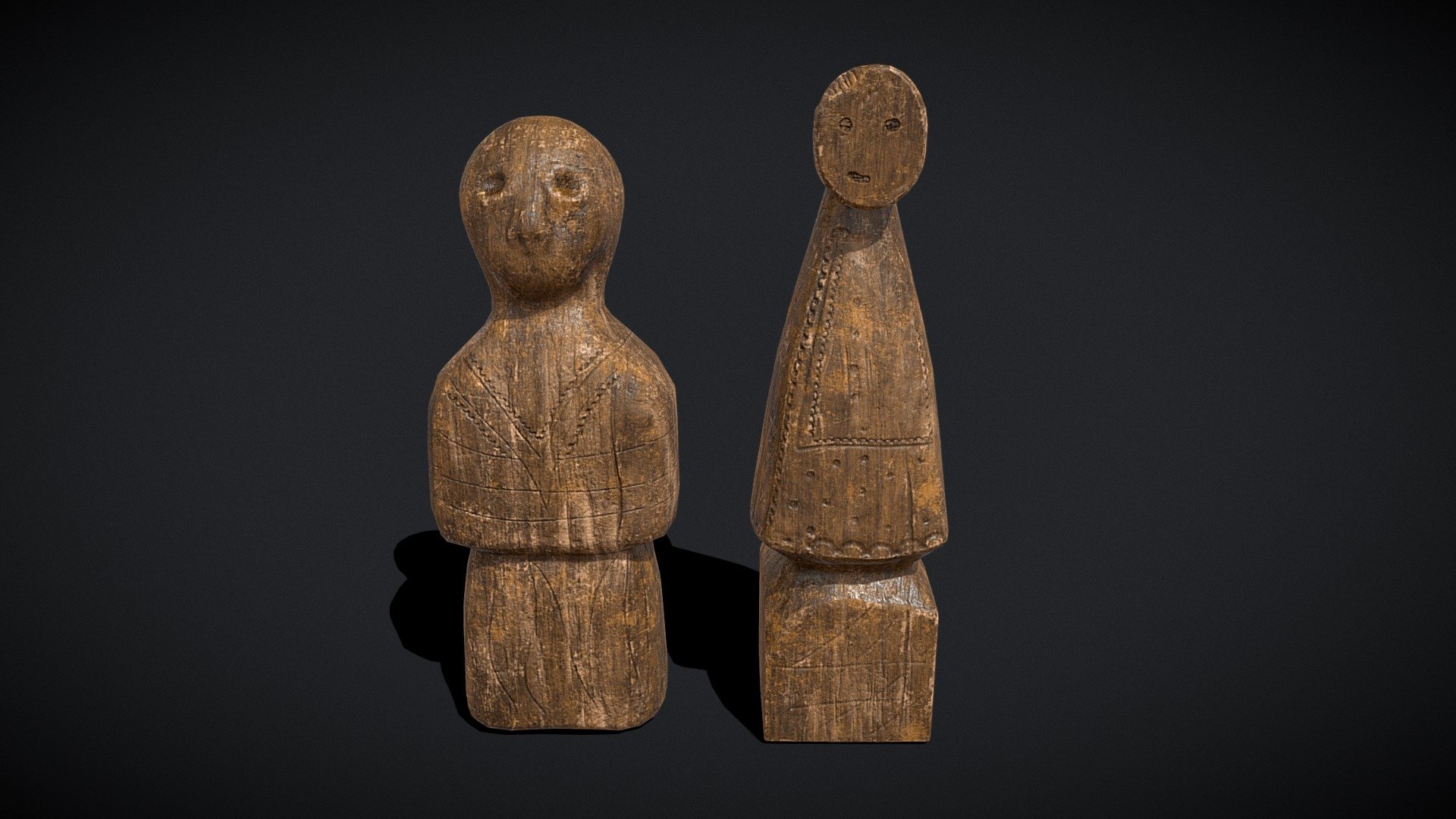 Medieval Wooden Dolls 3d model