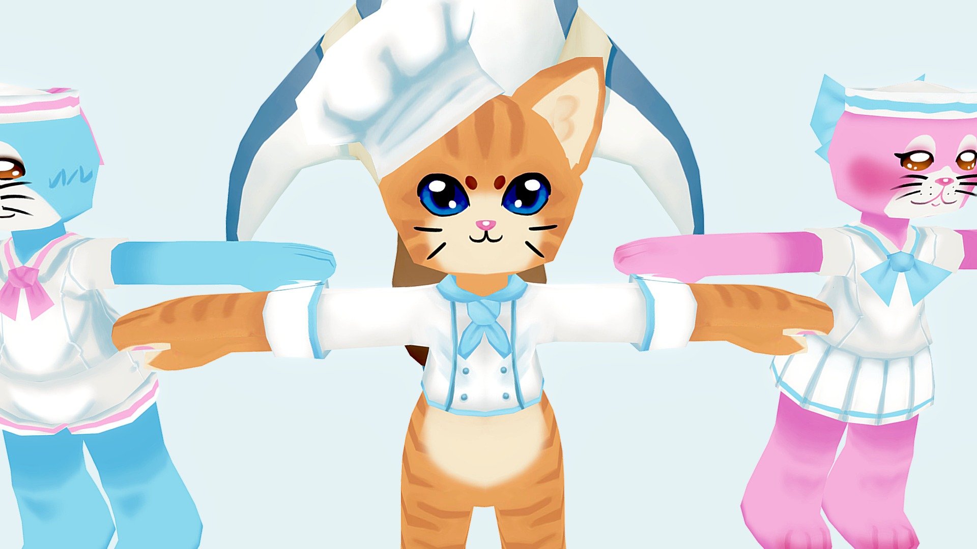 Cloud Point Cat Chef and Enemies 3d model