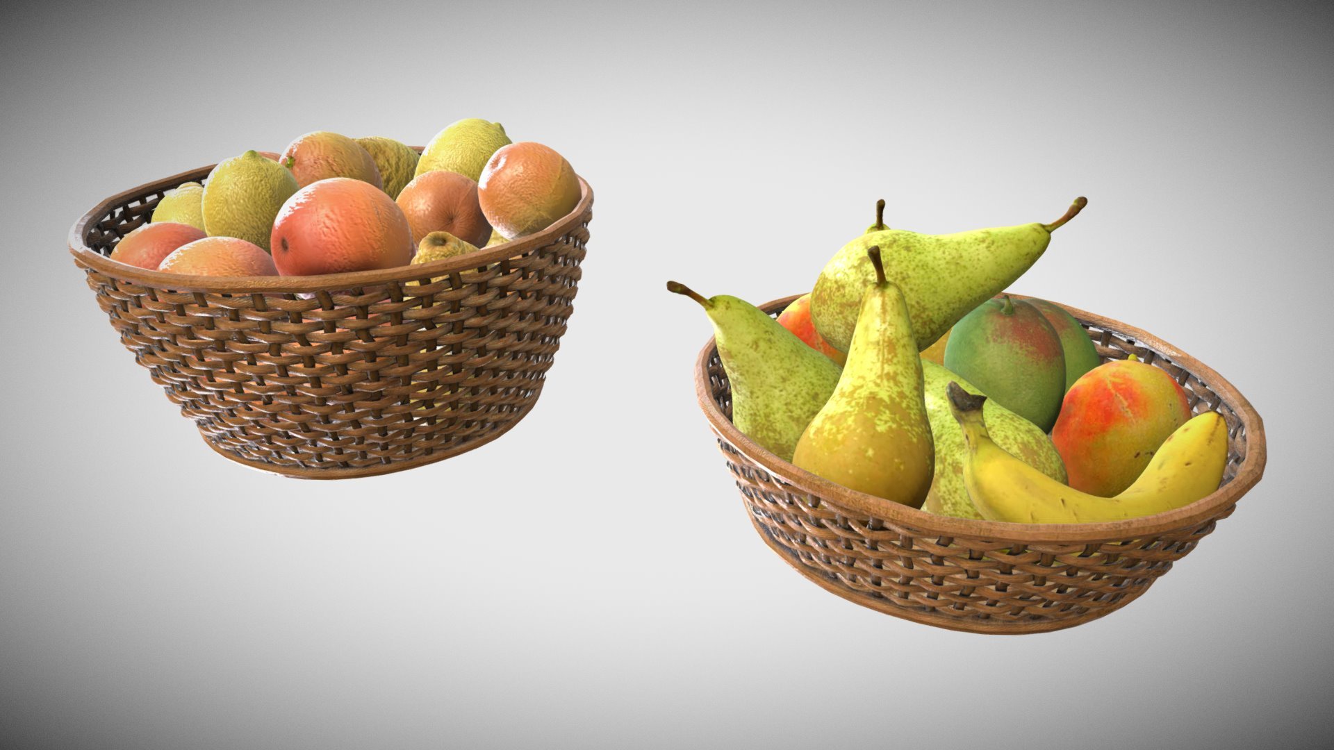 Double Fruit Basket 3d model