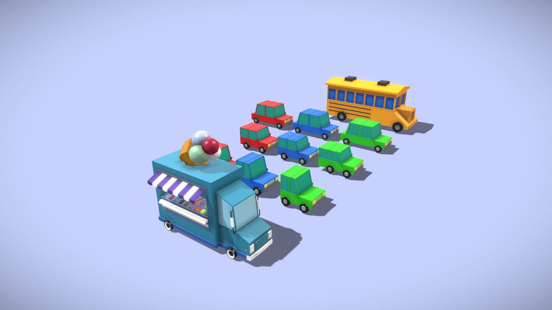 Lowpoly vehicles 3d model