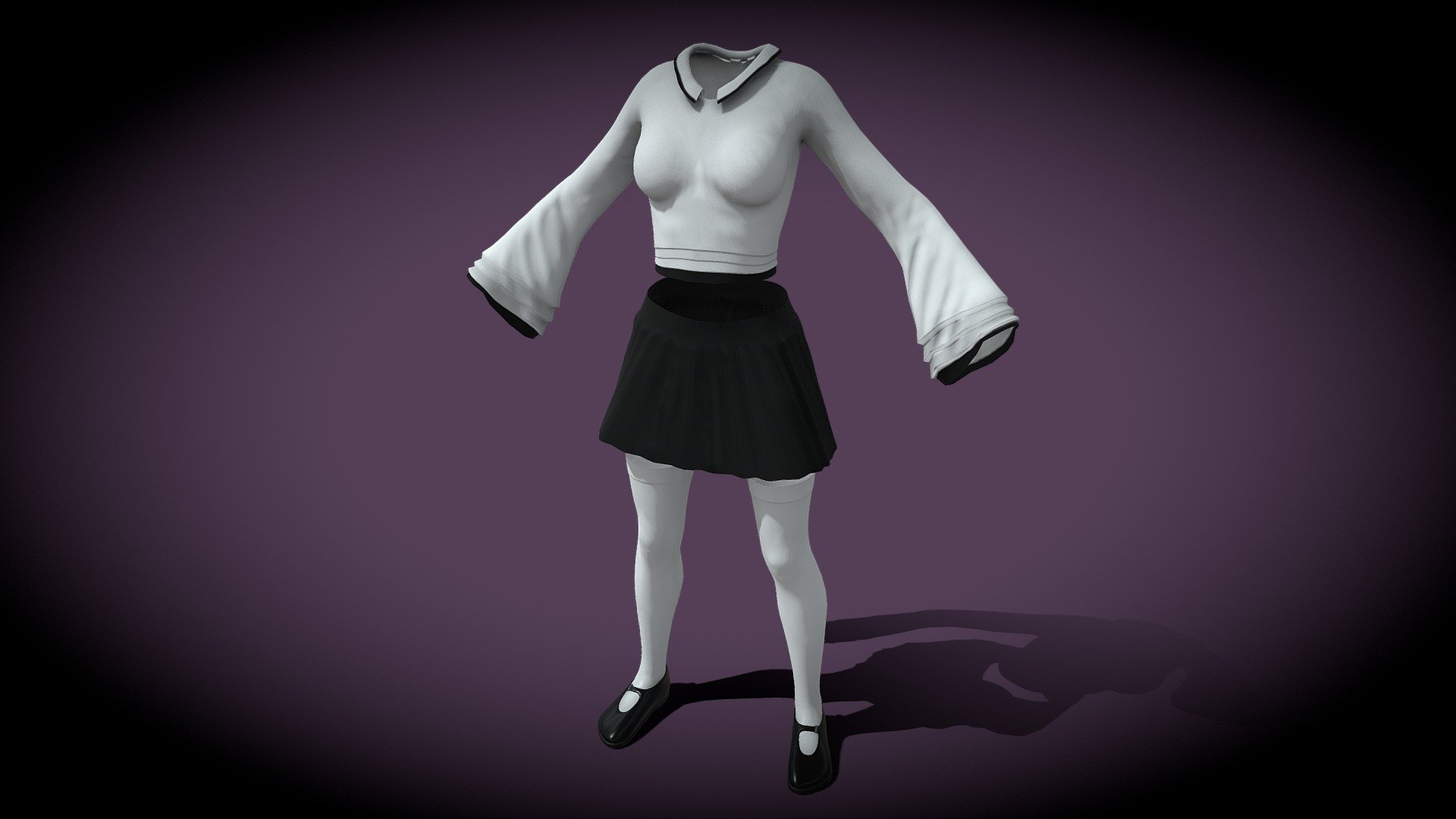 Asian School Girl Outfit 3d model