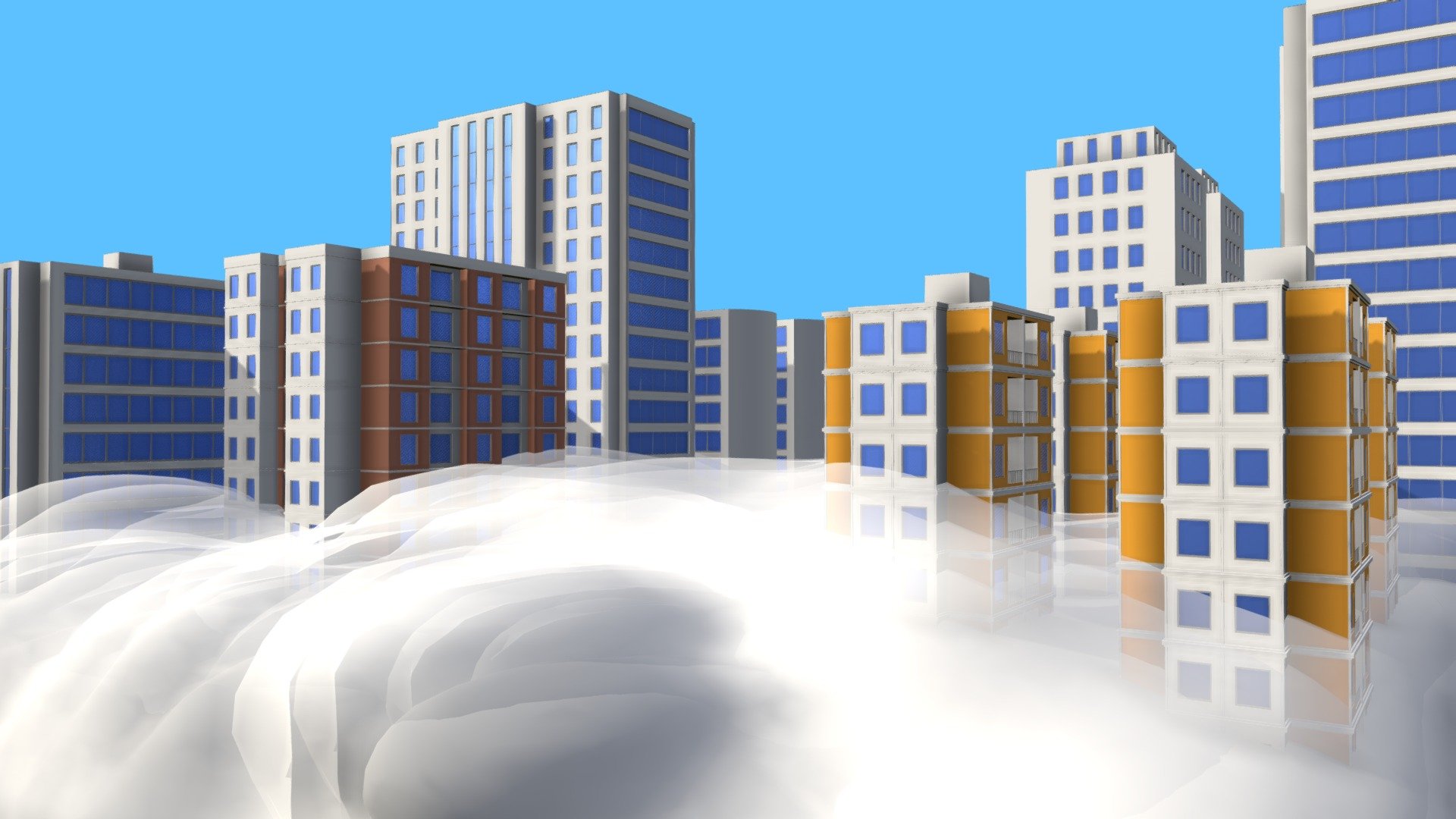 Buildings Above Clouds 3d model