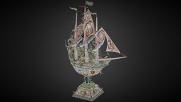 19th Century Viennese silver & enamel nef ship