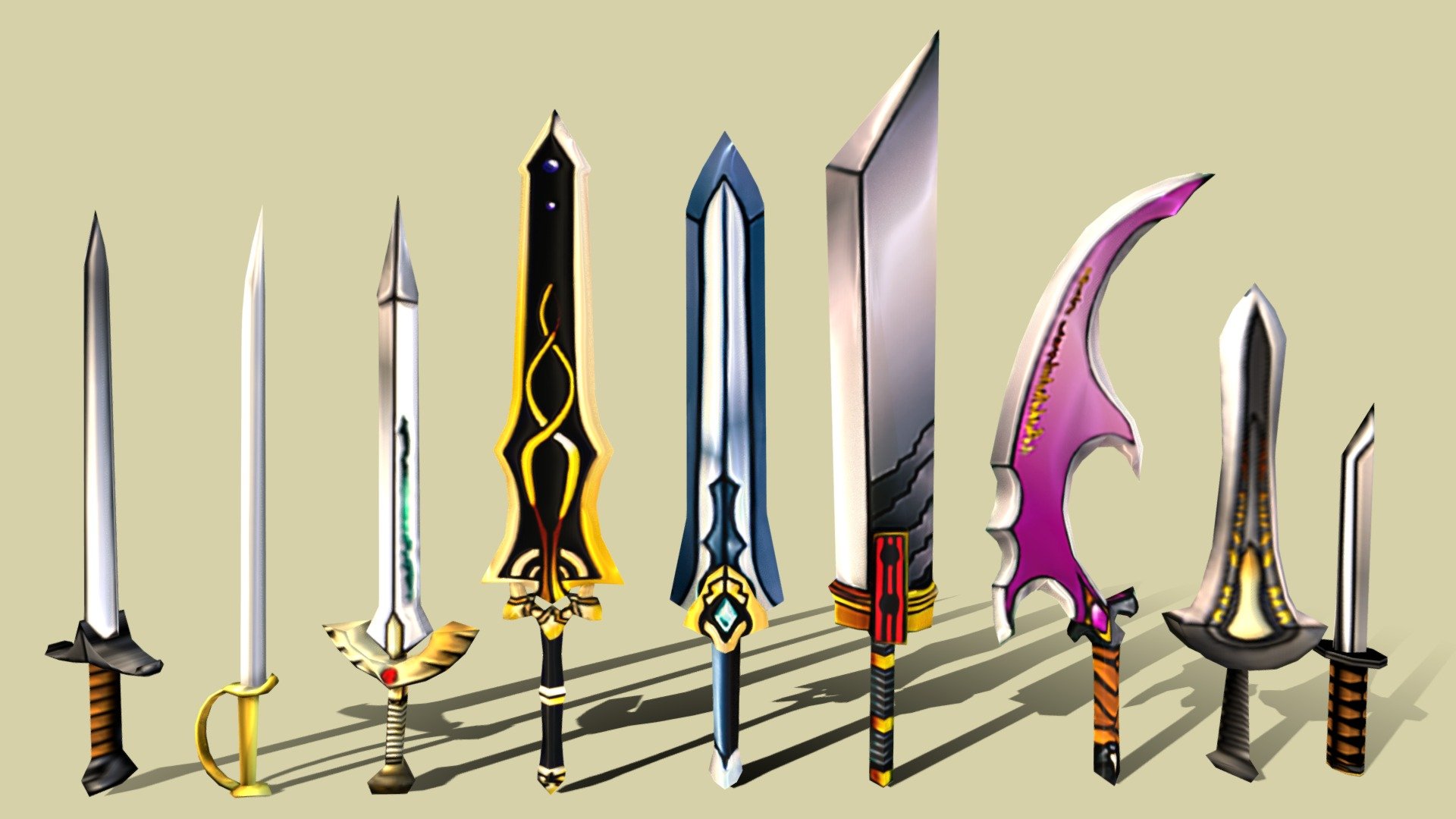 Ultra Low Poly Swords Pack 3d model