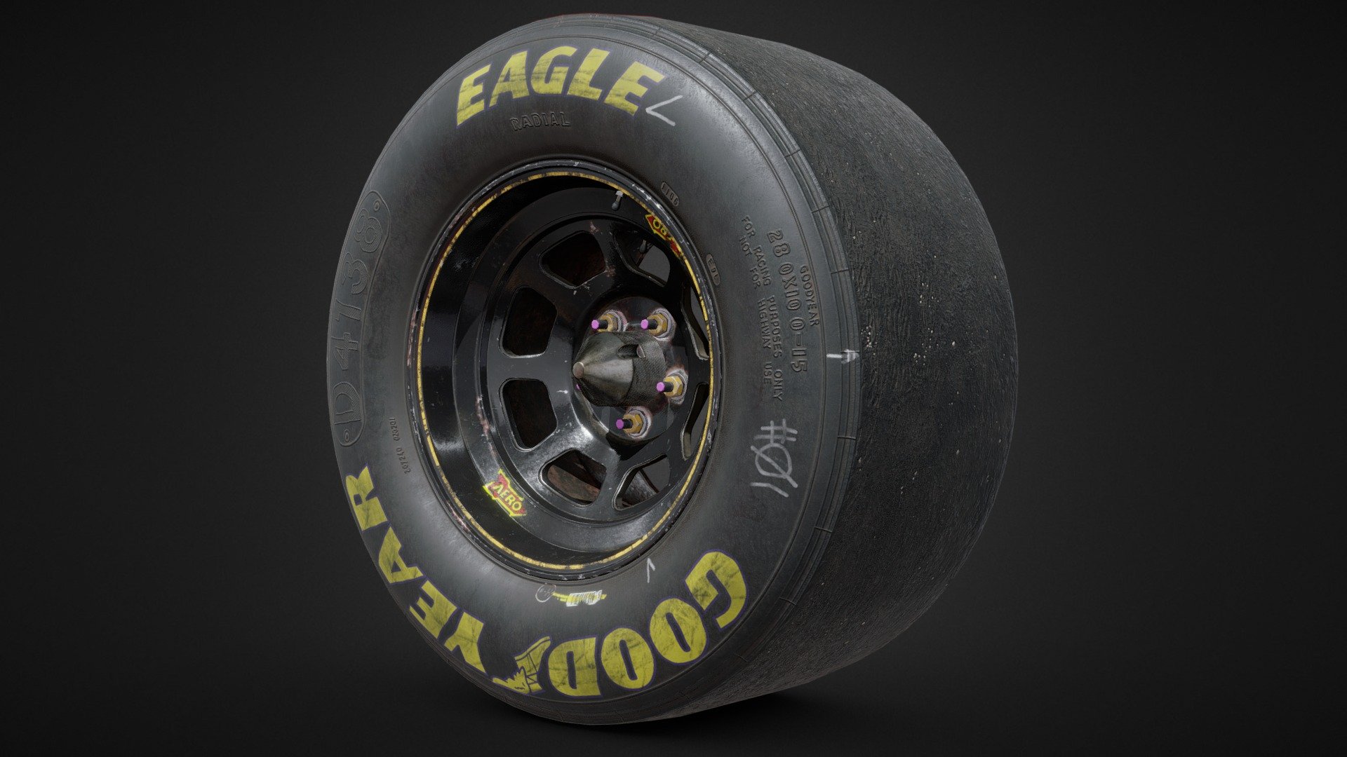 NASCAR Worn Wheel from 00`s. Low Poly 3d model