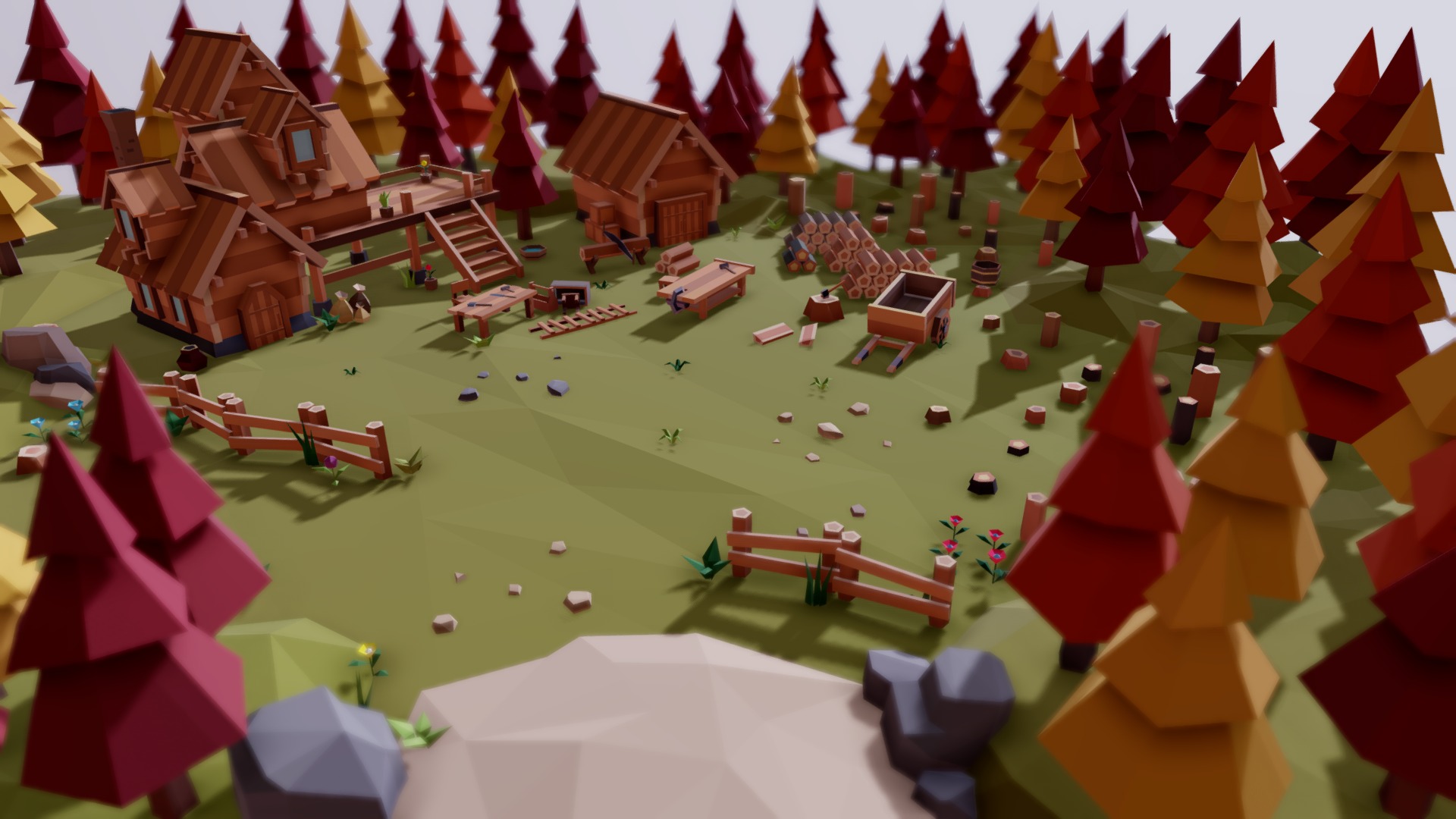 Fantasy Village "Lumbermill Autumn" 3d model