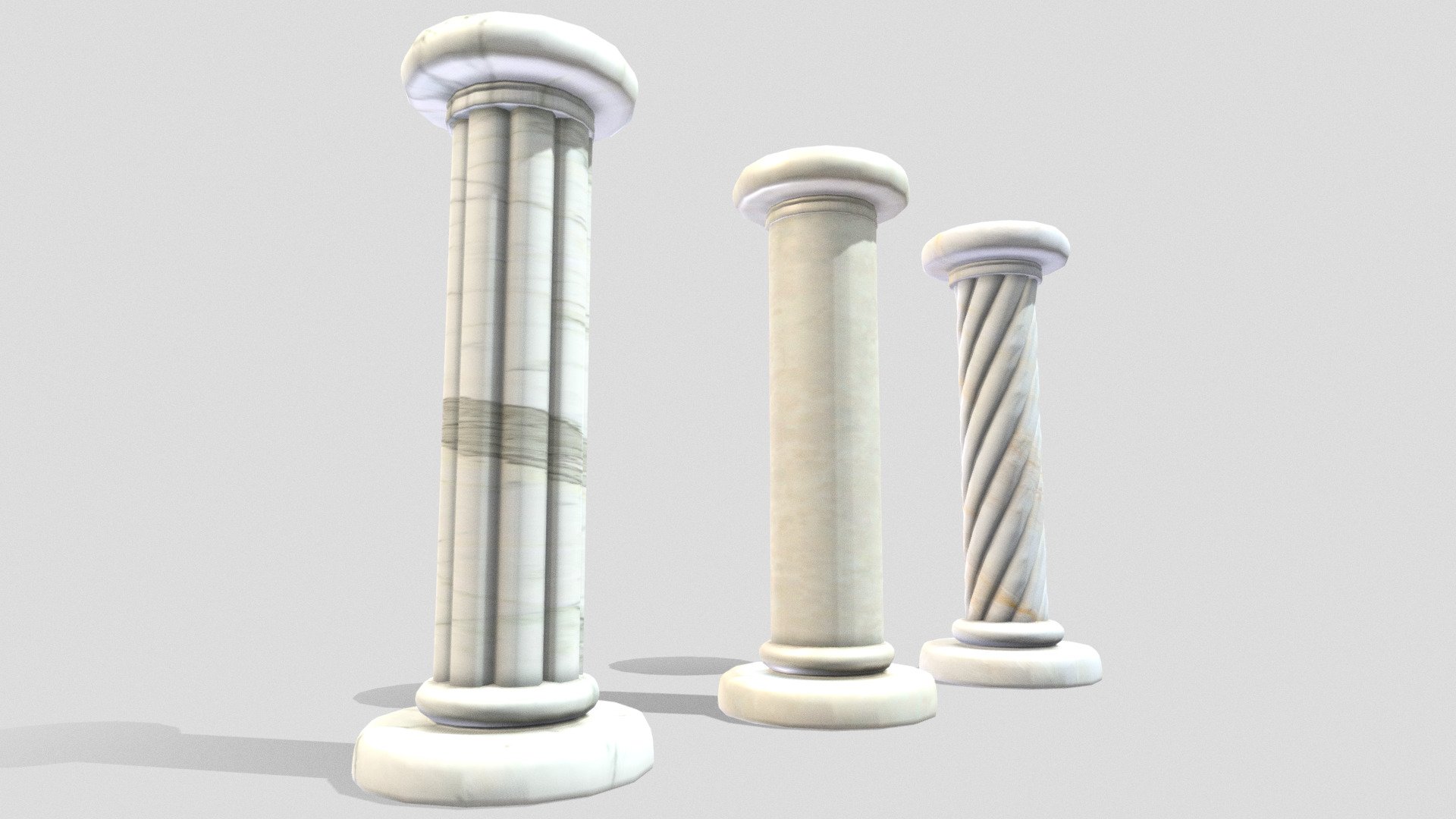 Three Different Styles Greek Columns Pillars 3d model