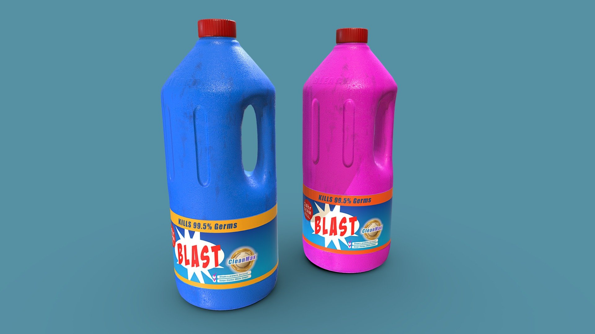 Pair of custom bleach bottles 3d model