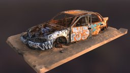 Destroyed Graffiti vehicle damaged car scan