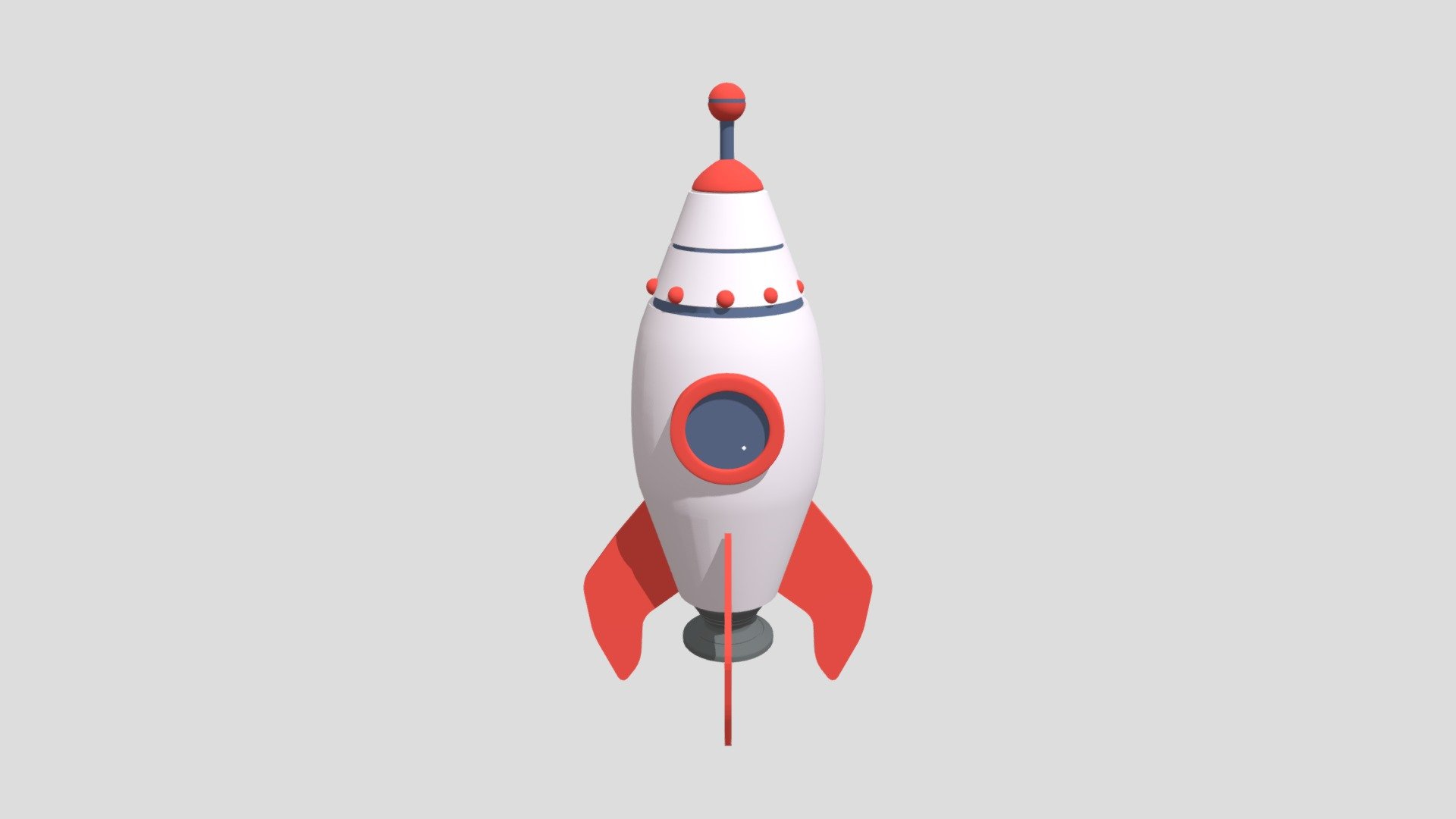 Red And White Rocket 3d model