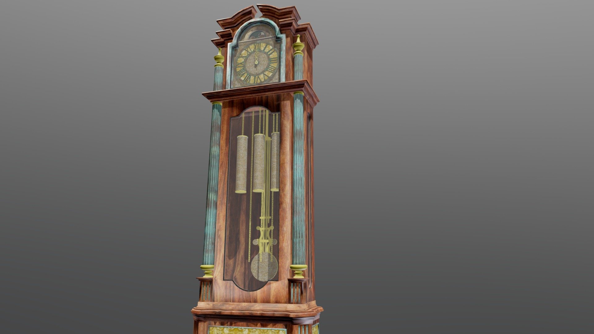 Long Case Grandfather Clock with Moon Dial 3d model